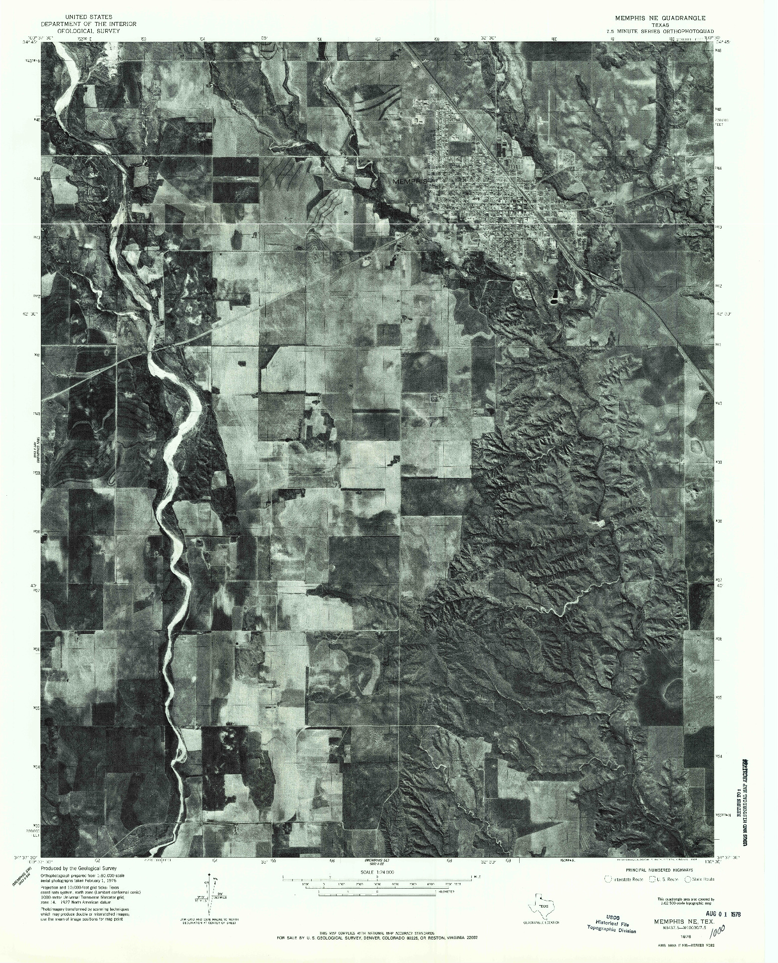 USGS 1:24000-SCALE QUADRANGLE FOR MEMPHIS NE, TX 1976