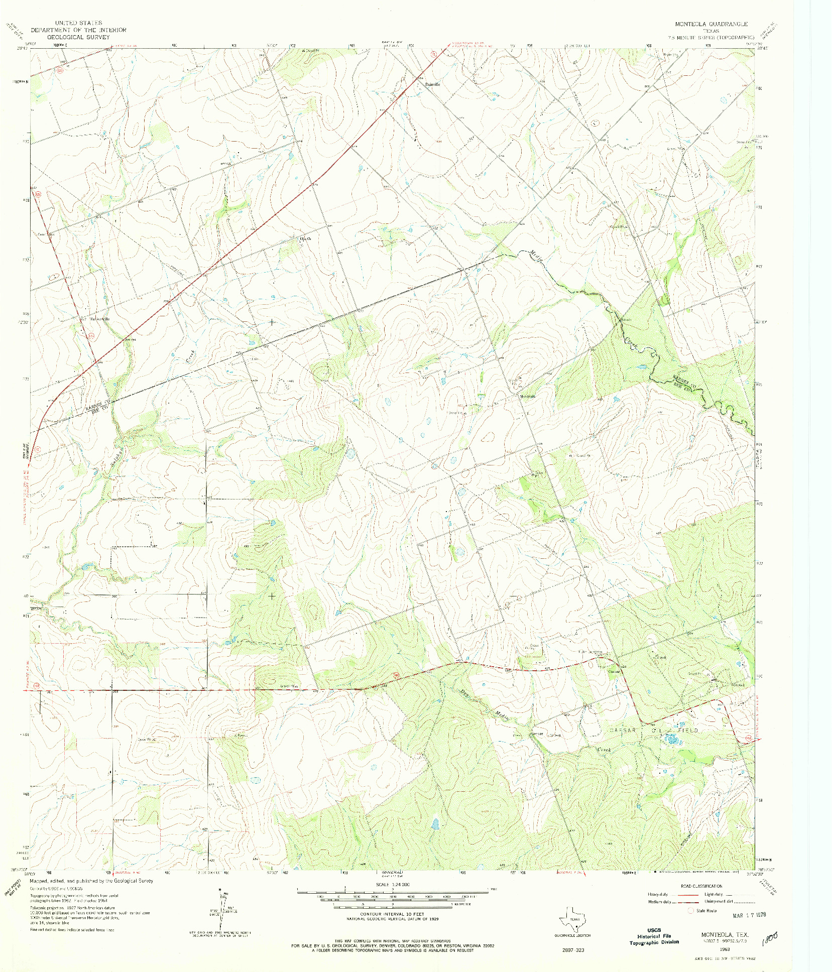 USGS 1:24000-SCALE QUADRANGLE FOR MONTEOLA, TX 1963