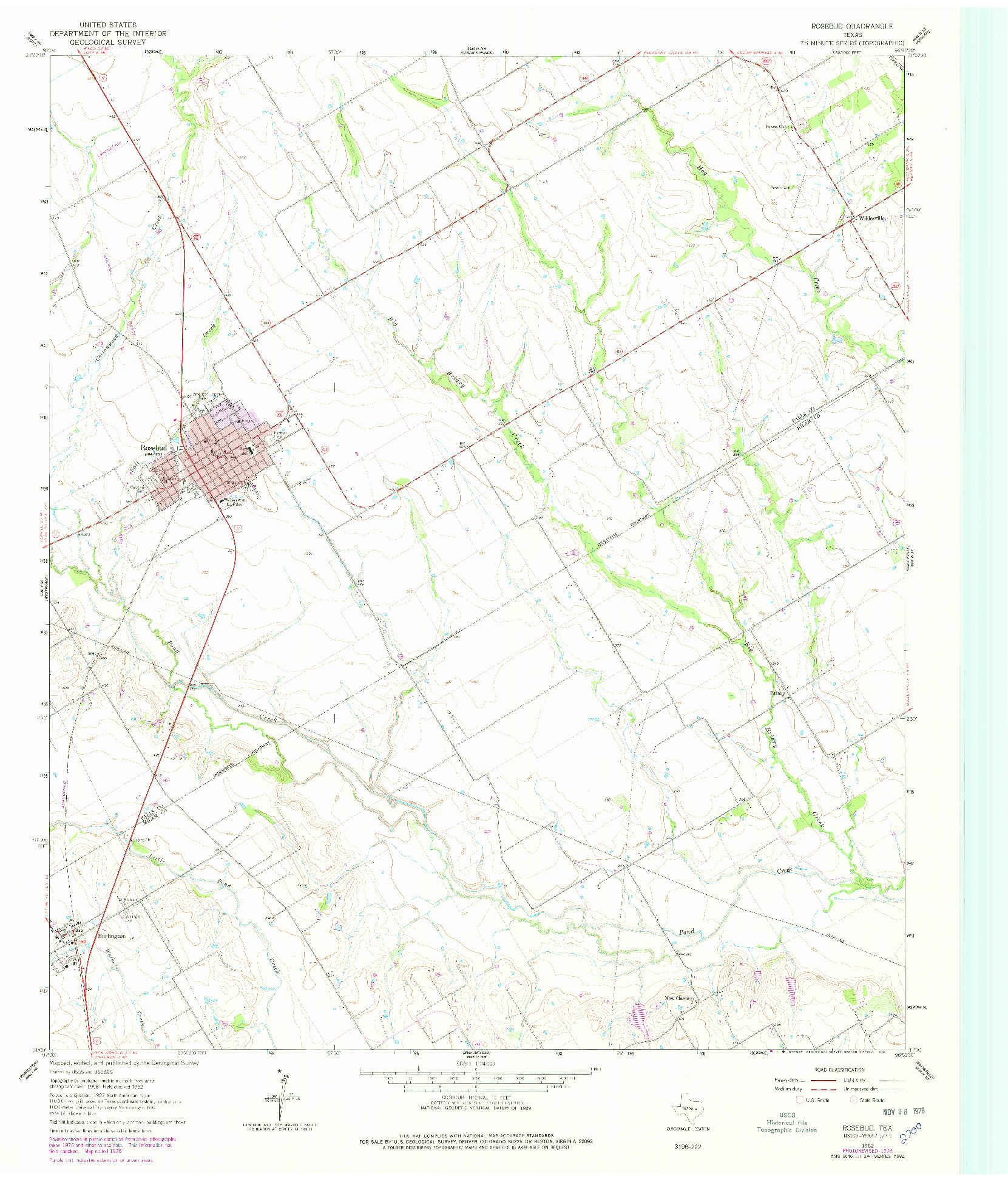 USGS 1:24000-SCALE QUADRANGLE FOR ROSEBUD, TX 1962