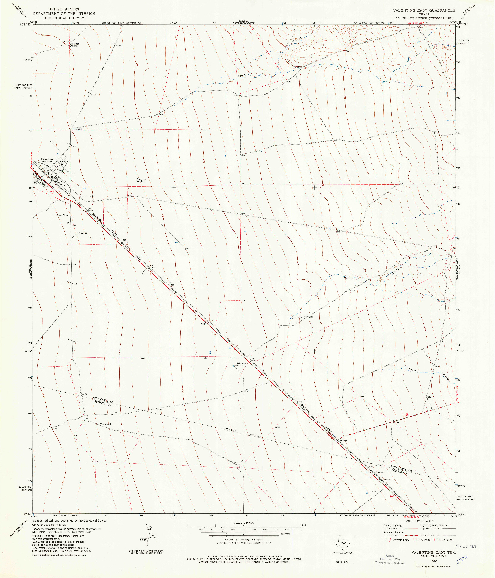 USGS 1:24000-SCALE QUADRANGLE FOR VALENTINE EAST, TX 1978