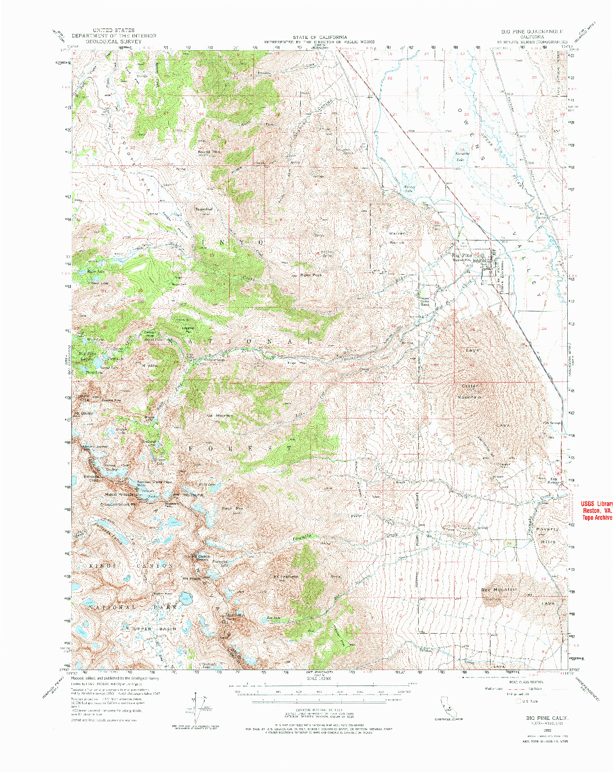 USGS 1:62500-SCALE QUADRANGLE FOR BIG PINE, CA 1950