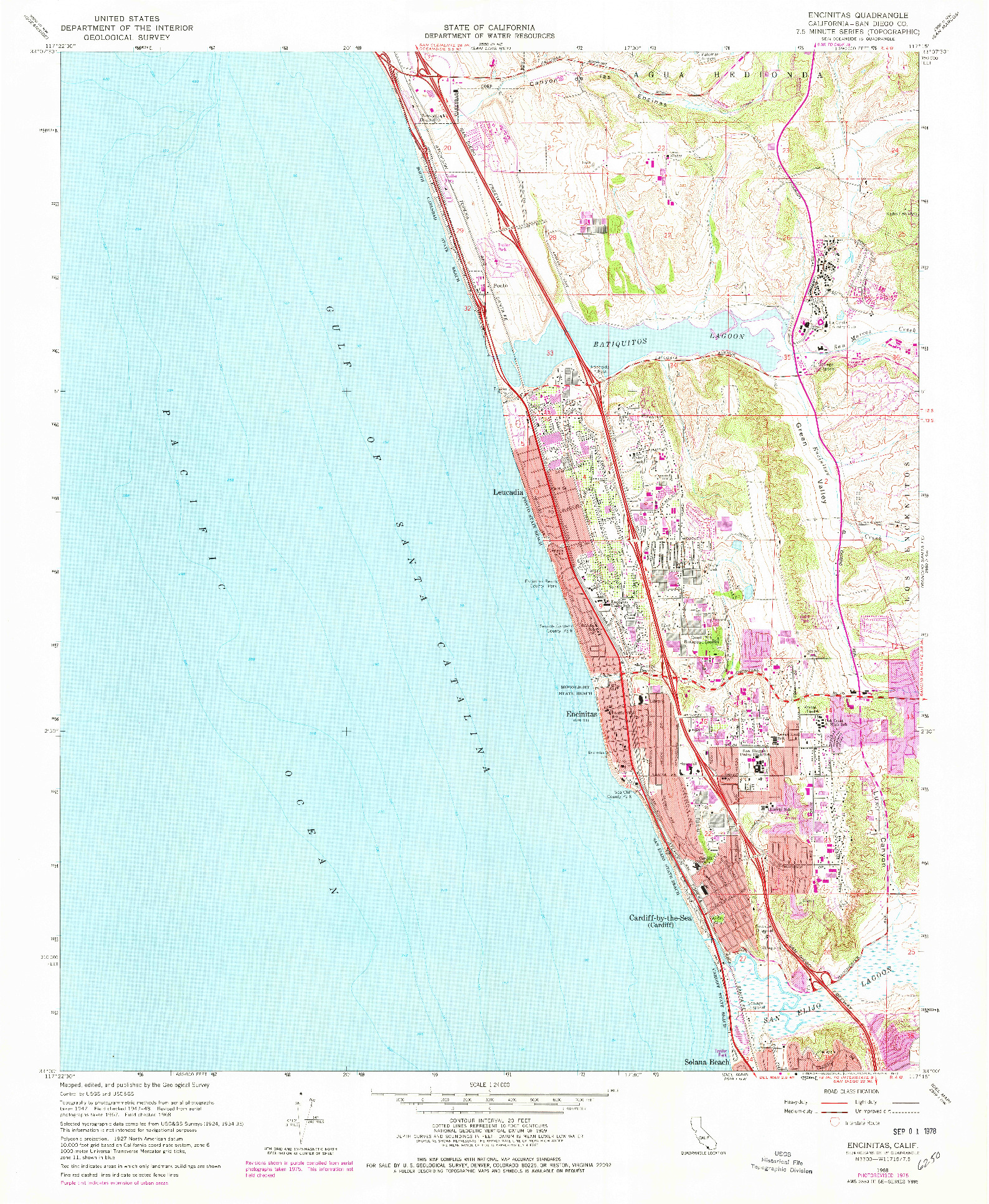 USGS 1:24000-SCALE QUADRANGLE FOR ENCINITAS, CA 1968