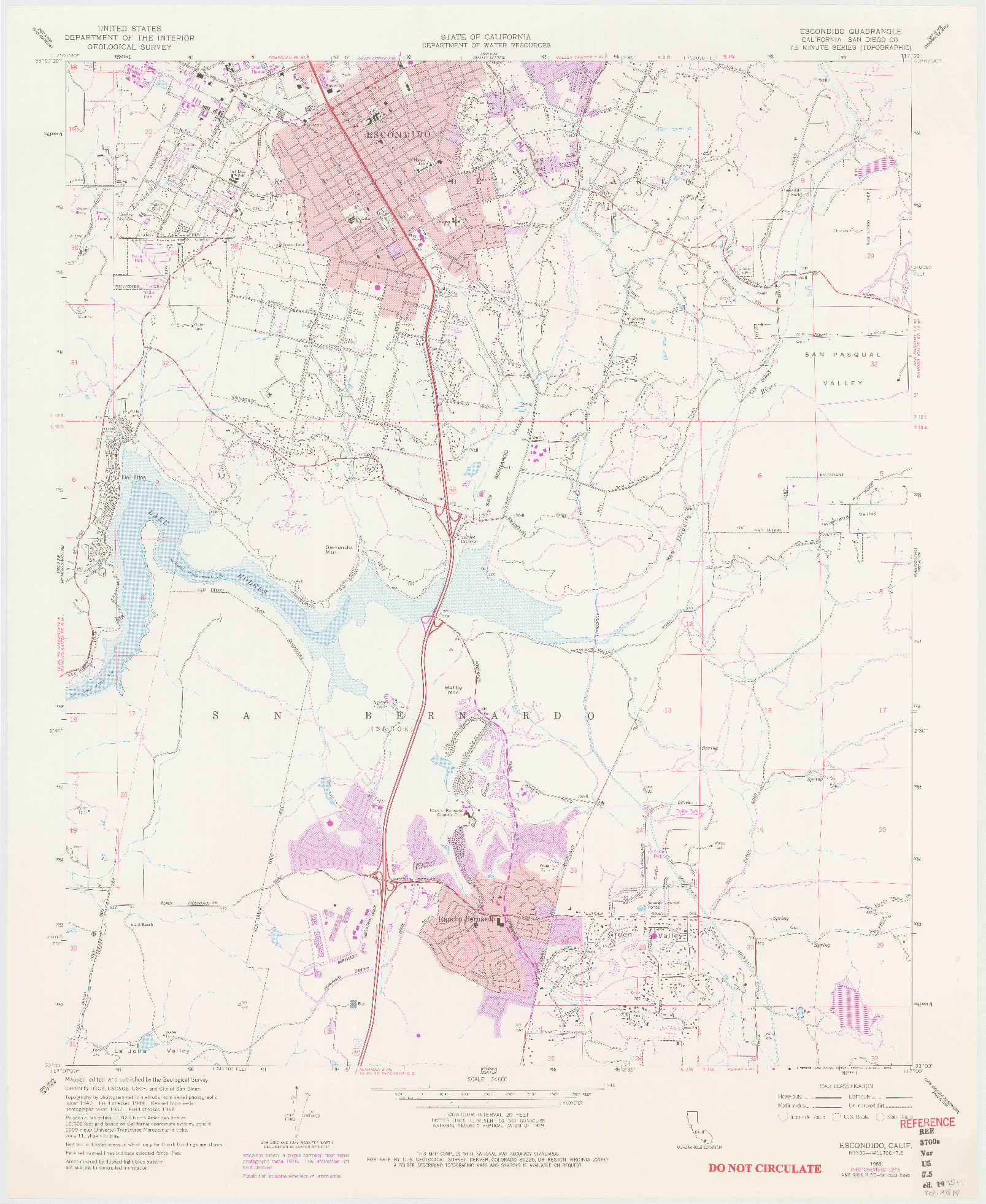 USGS 1:24000-SCALE QUADRANGLE FOR ESCONDIDO, CA 1968