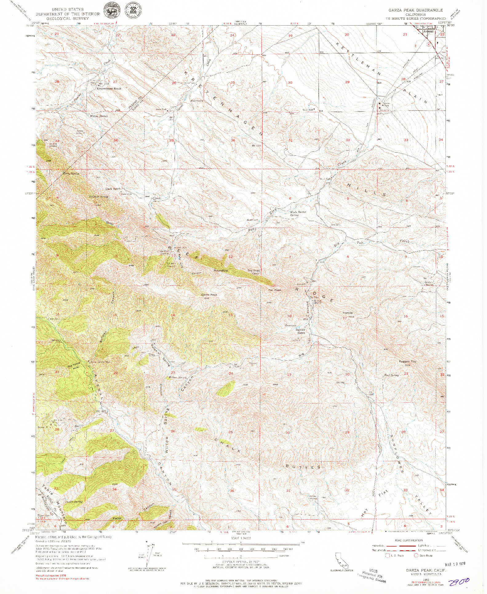 USGS 1:24000-SCALE QUADRANGLE FOR GARZA PEAK, CA 1953