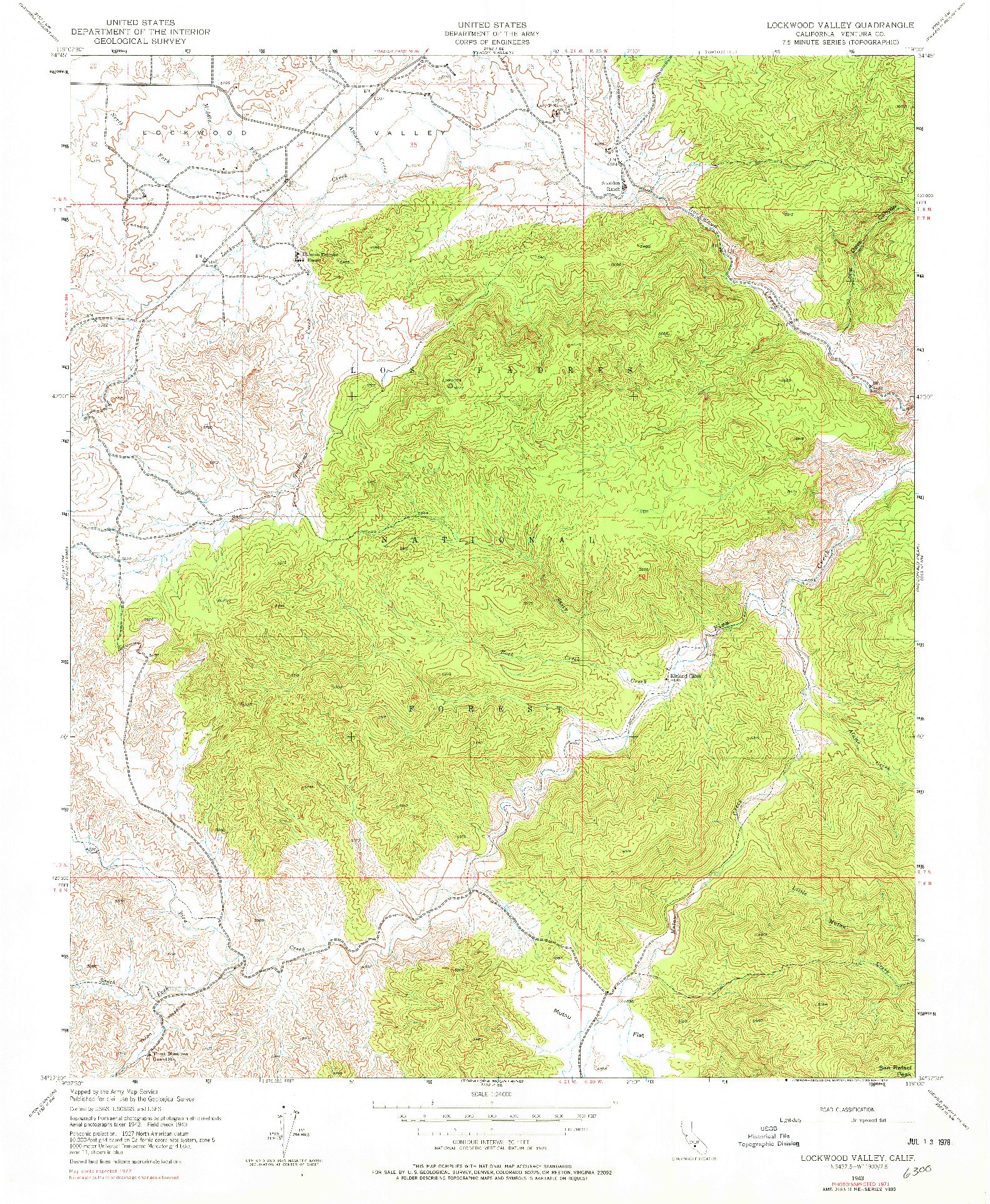 USGS 1:24000-SCALE QUADRANGLE FOR LOCKWOOD VALLEY, CA 1943