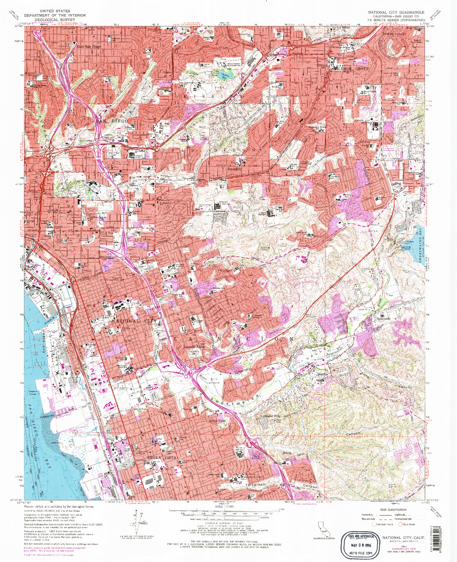 USGS 1:24000-SCALE QUADRANGLE FOR NATIONAL CITY, CA 1967