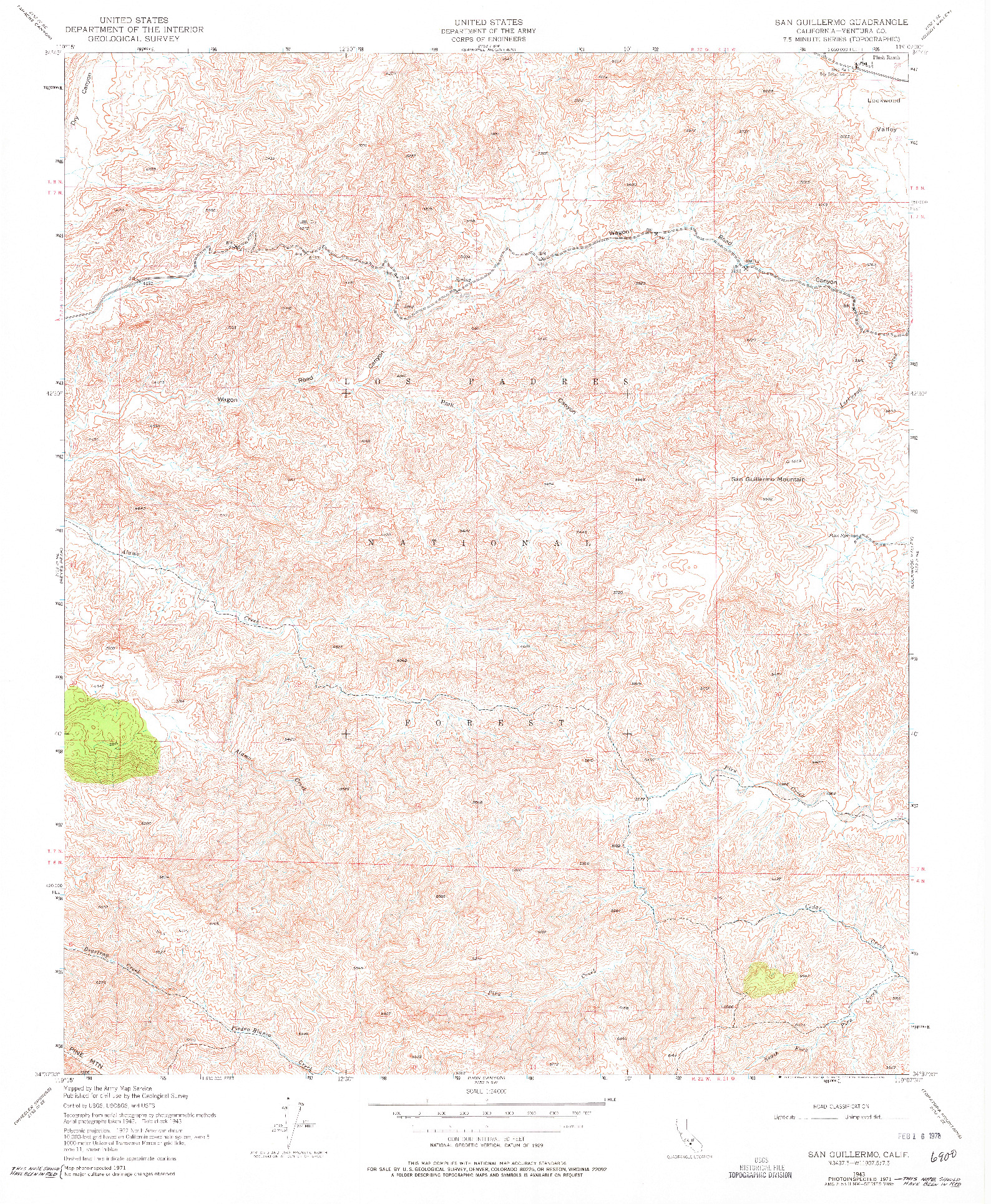 USGS 1:24000-SCALE QUADRANGLE FOR SAN GUILLERMO, CA 1943