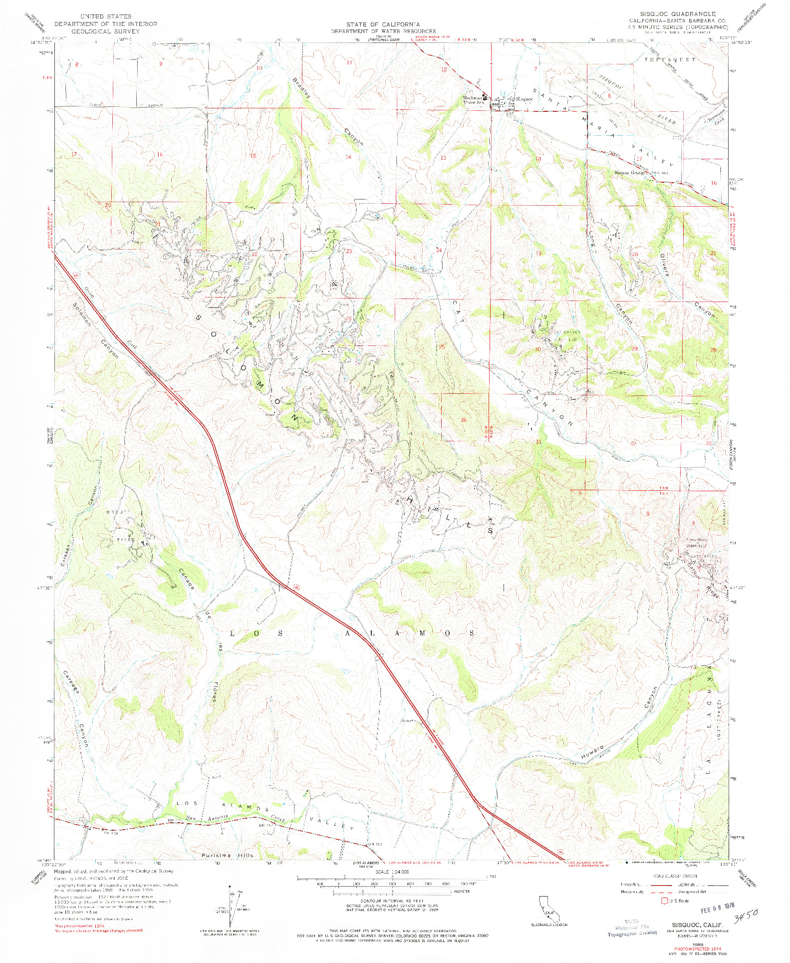 USGS 1:24000-SCALE QUADRANGLE FOR SISQUOC, CA 1959