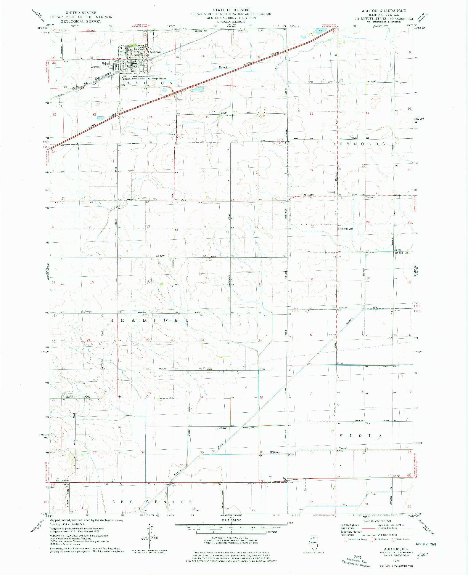 USGS 1:24000-SCALE QUADRANGLE FOR ASHTON, IL 1975