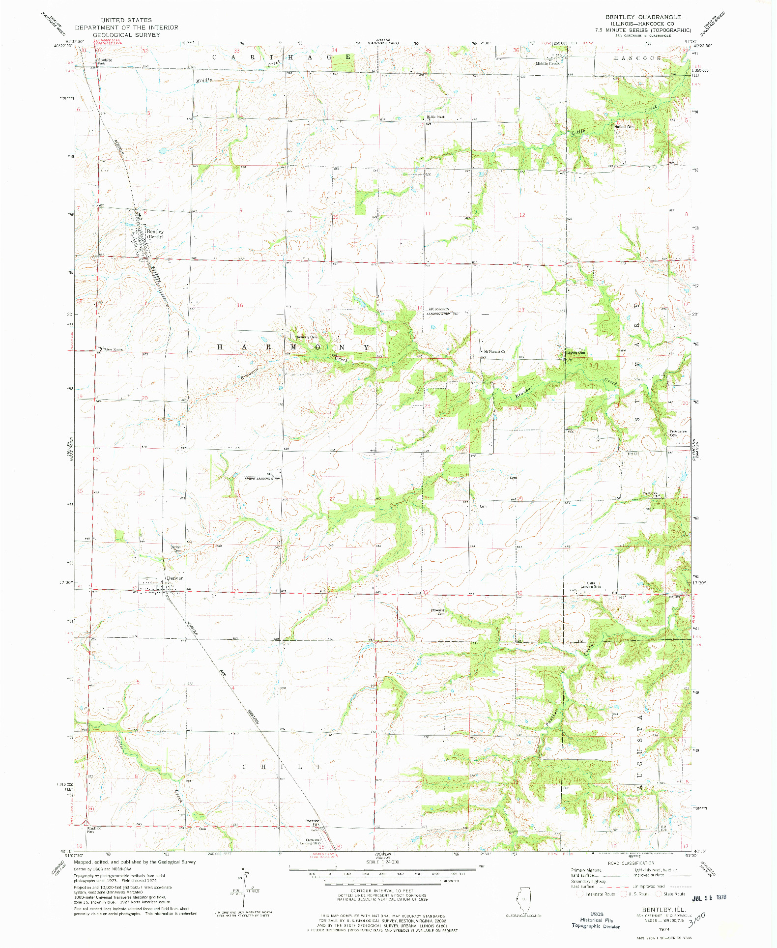 USGS 1:24000-SCALE QUADRANGLE FOR BENTLEY, IL 1974