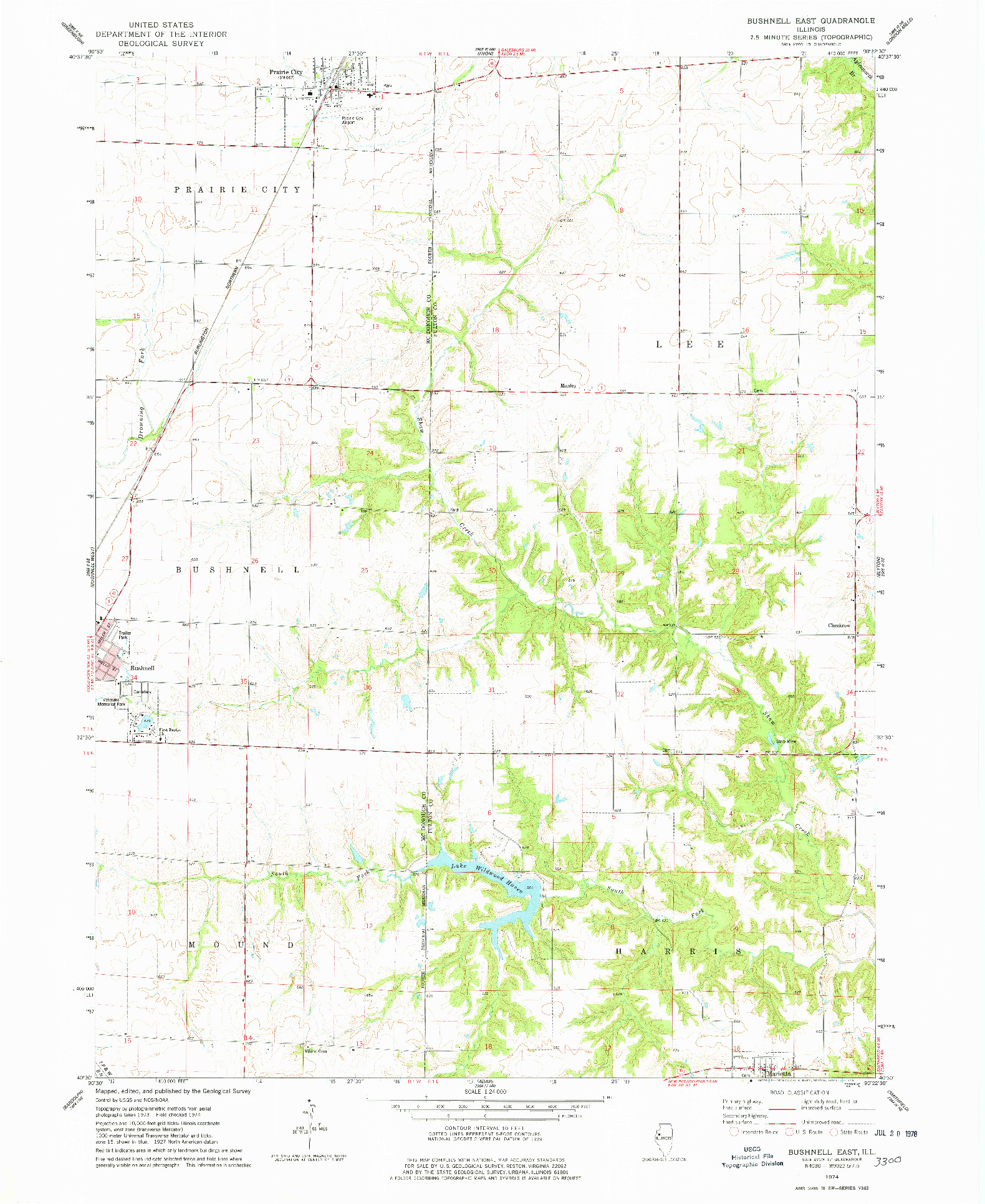 USGS 1:24000-SCALE QUADRANGLE FOR BUSHNELL EAST, IL 1974