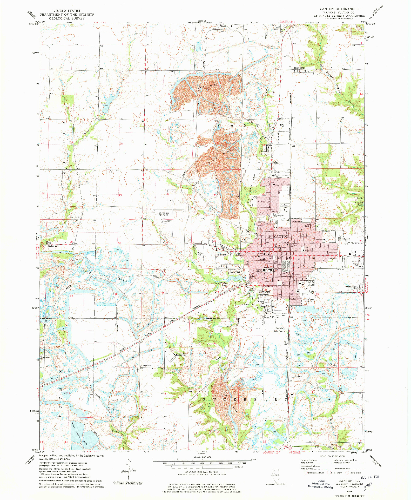 USGS 1:24000-SCALE QUADRANGLE FOR CANTON, IL 1974