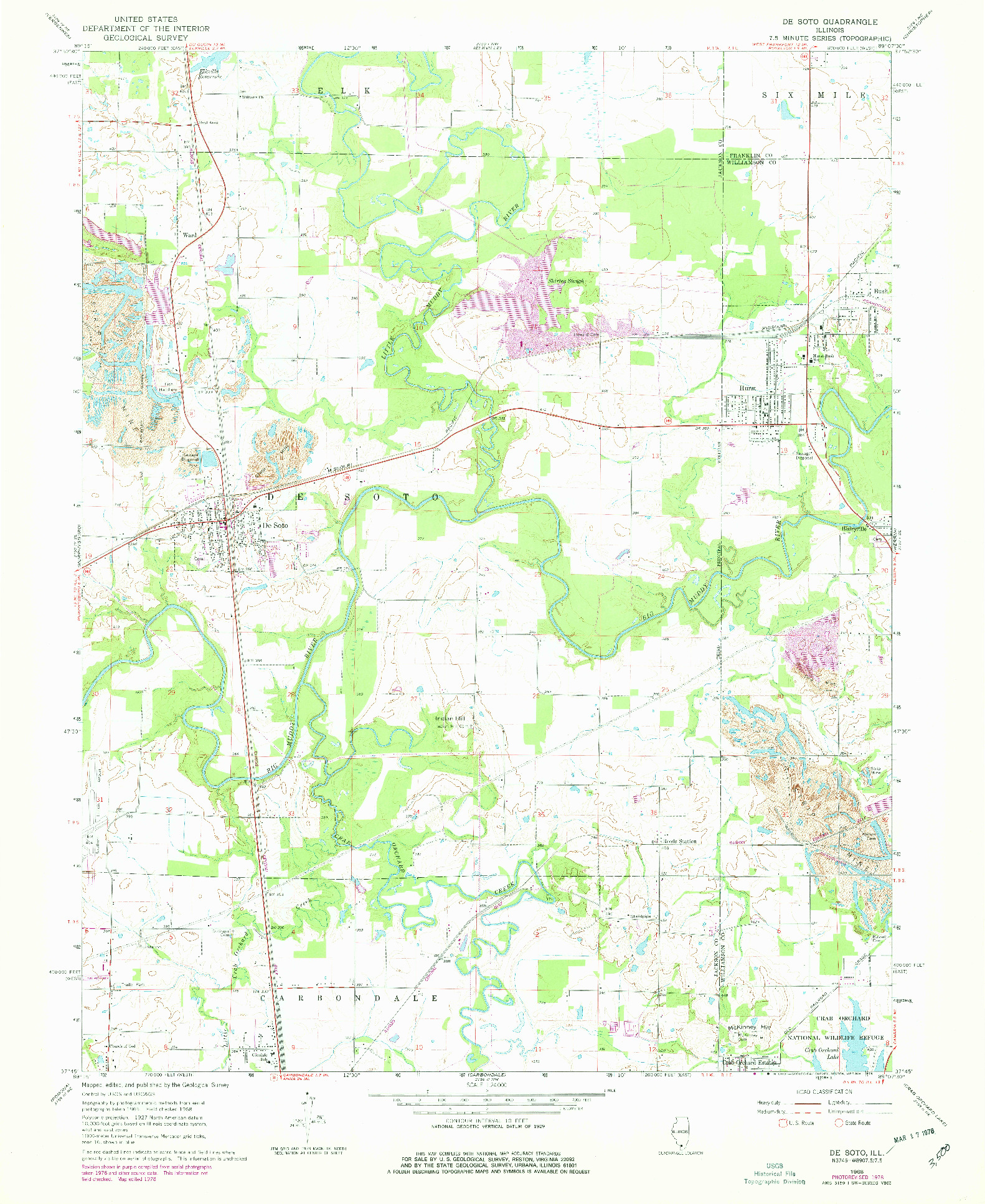 USGS 1:24000-SCALE QUADRANGLE FOR DE SOTO, IL 1968