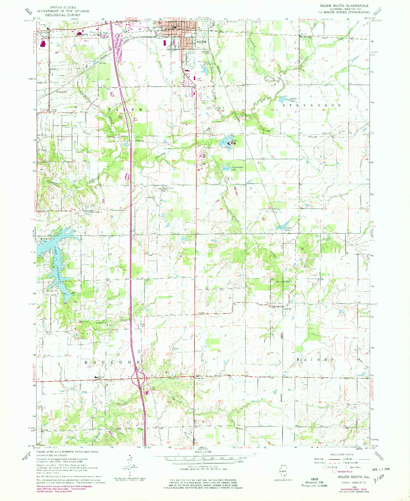 USGS 1:24000-SCALE QUADRANGLE FOR SALEM SOUTH, IL 1965