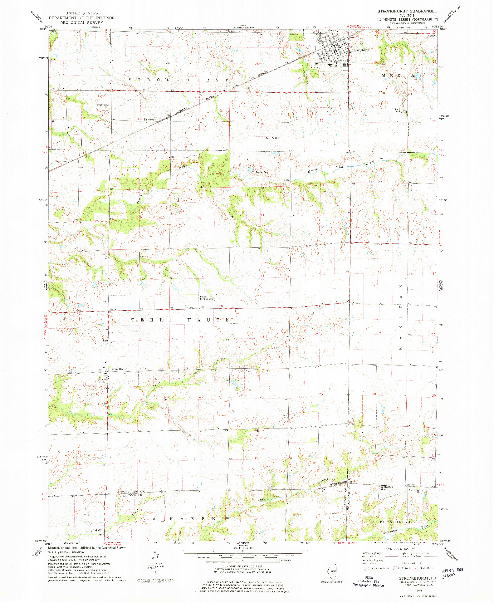 USGS 1:24000-SCALE QUADRANGLE FOR STRONGHURST, IL 1974