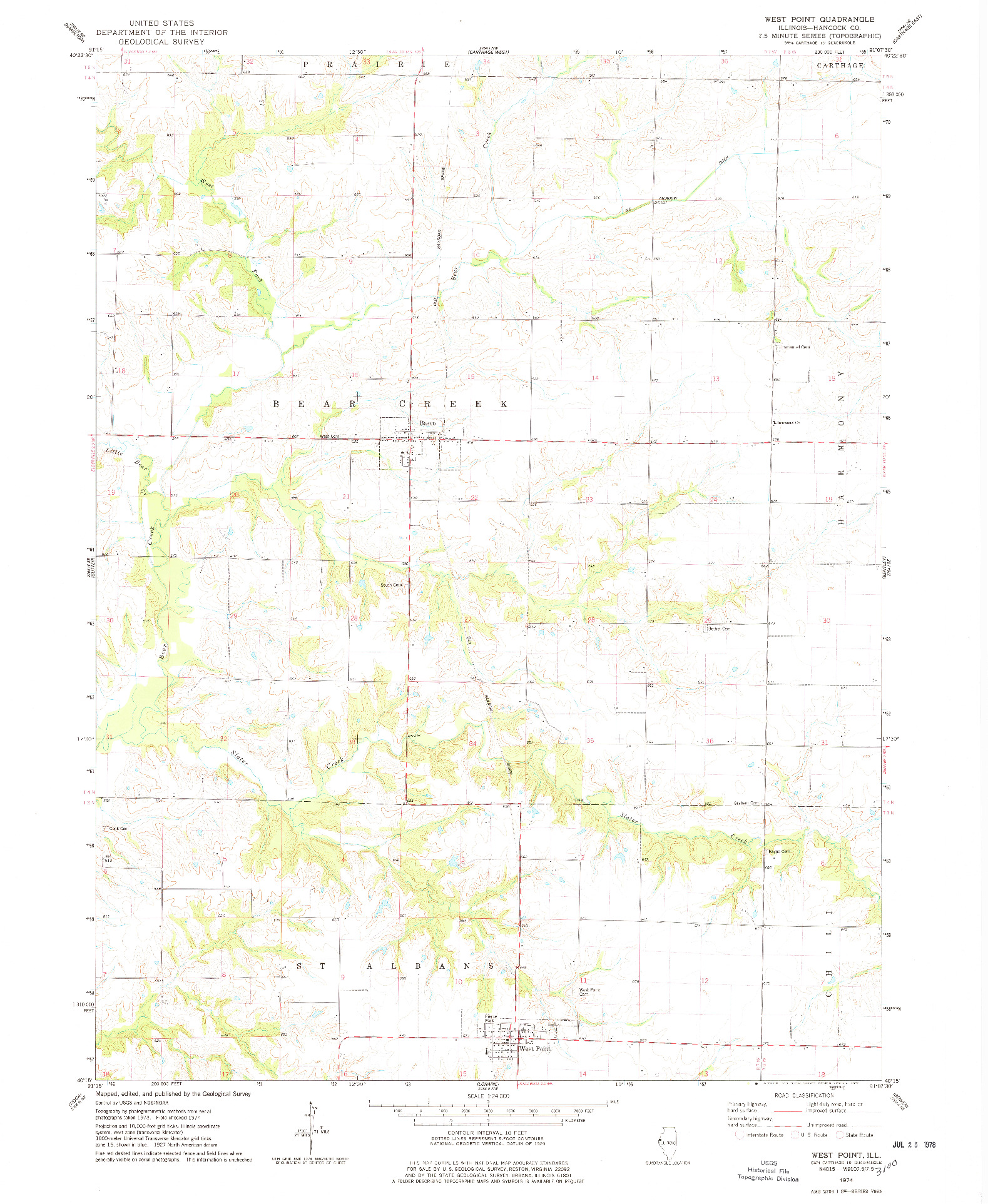 USGS 1:24000-SCALE QUADRANGLE FOR WEST POINT, IL 1974