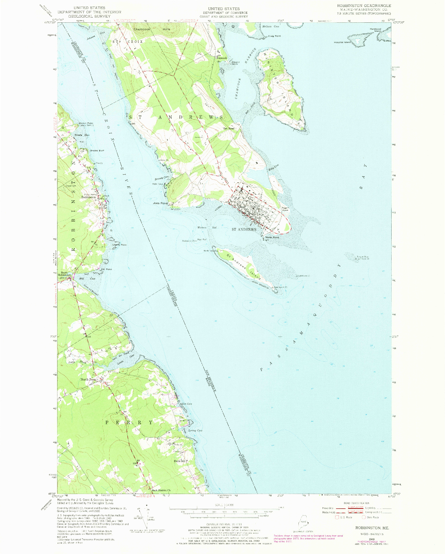 USGS 1:24000-SCALE QUADRANGLE FOR ROBBINSTON, ME 1949