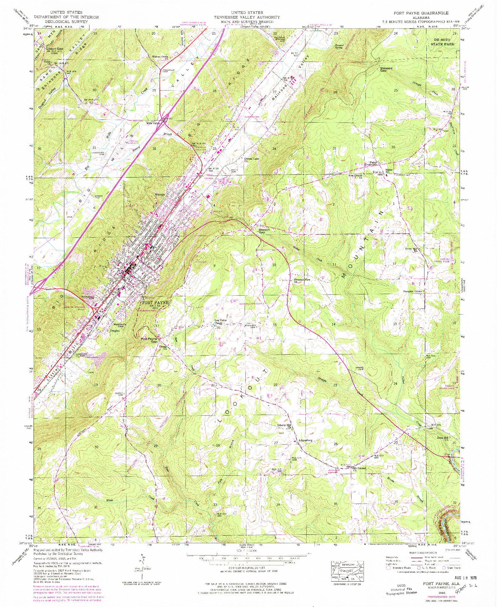 USGS 1:24000-SCALE QUADRANGLE FOR FORT PAYNE, AL 1946