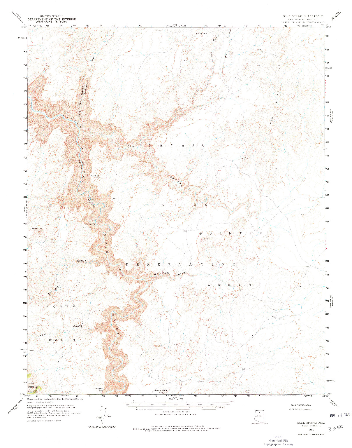 USGS 1:62500-SCALE QUADRANGLE FOR BLUE SPRING, AZ 1955