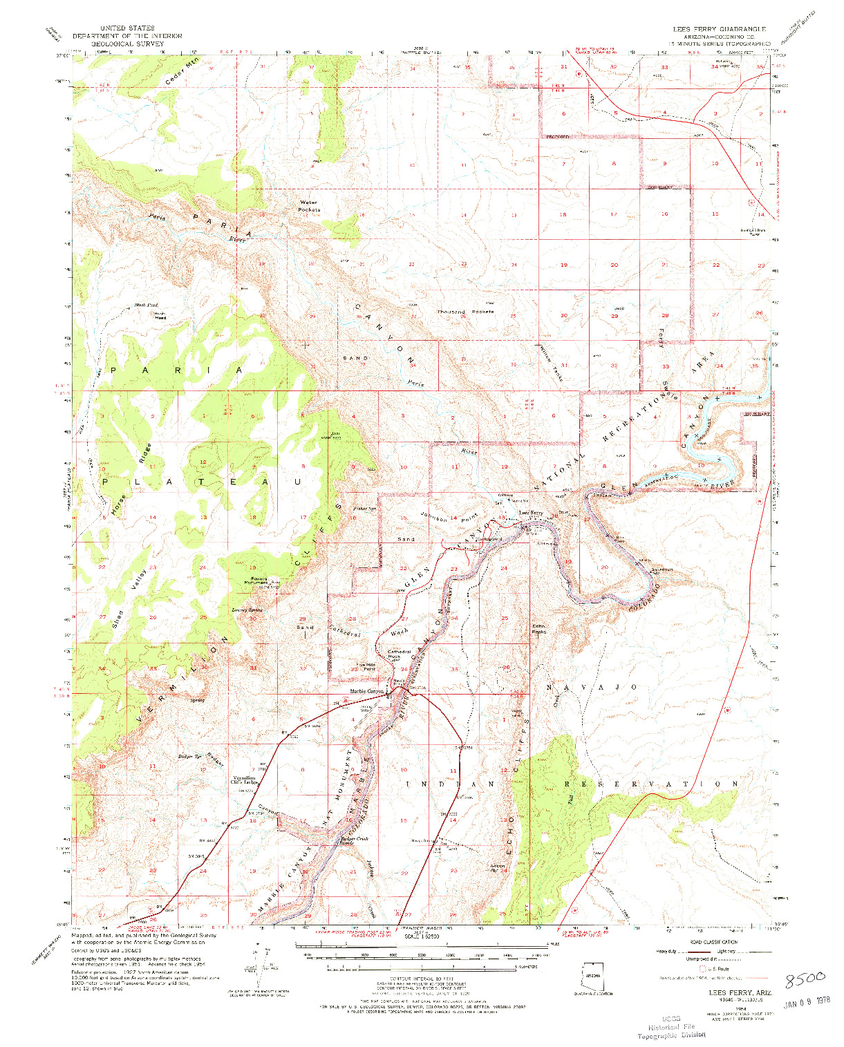 USGS 1:62500-SCALE QUADRANGLE FOR LEES FERRY, AZ 1954