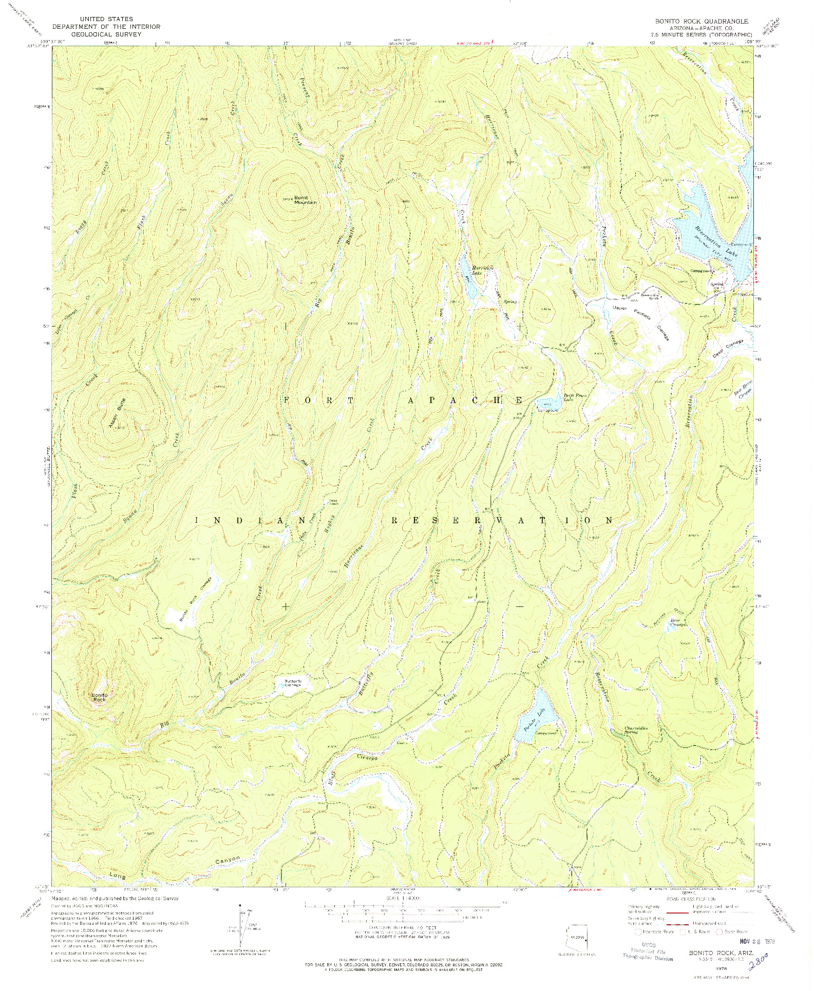 USGS 1:24000-SCALE QUADRANGLE FOR BONITO ROCK, AZ 1978