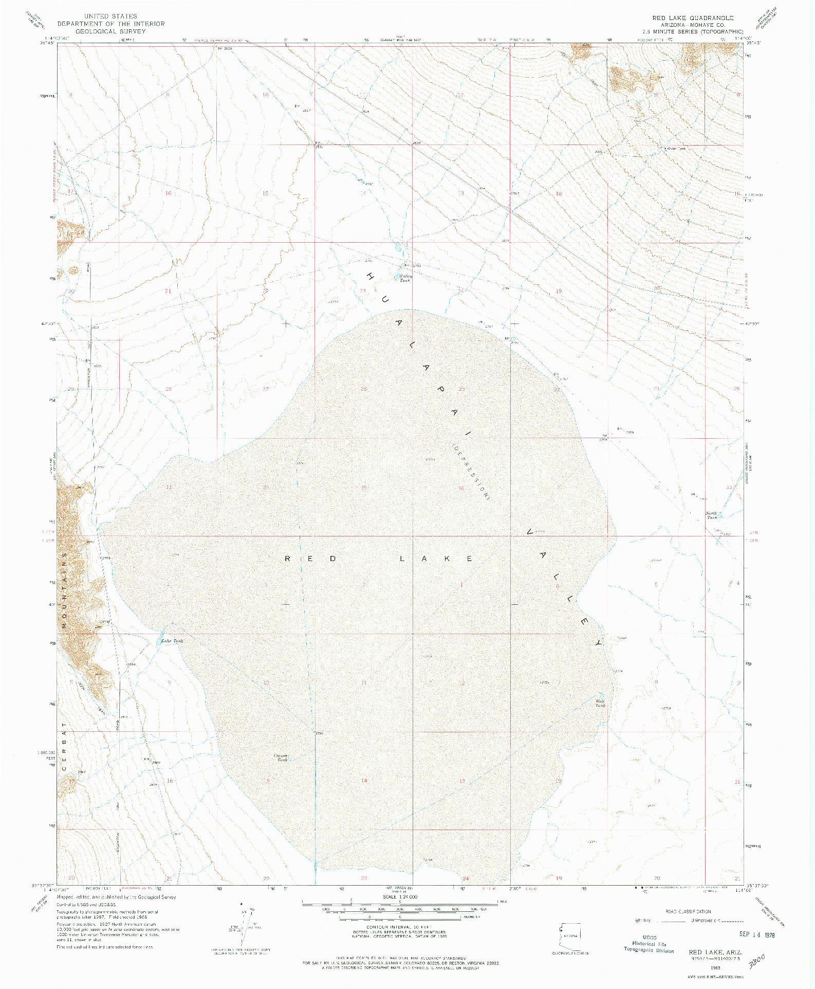 USGS 1:24000-SCALE QUADRANGLE FOR RED LAKE, AZ 1968