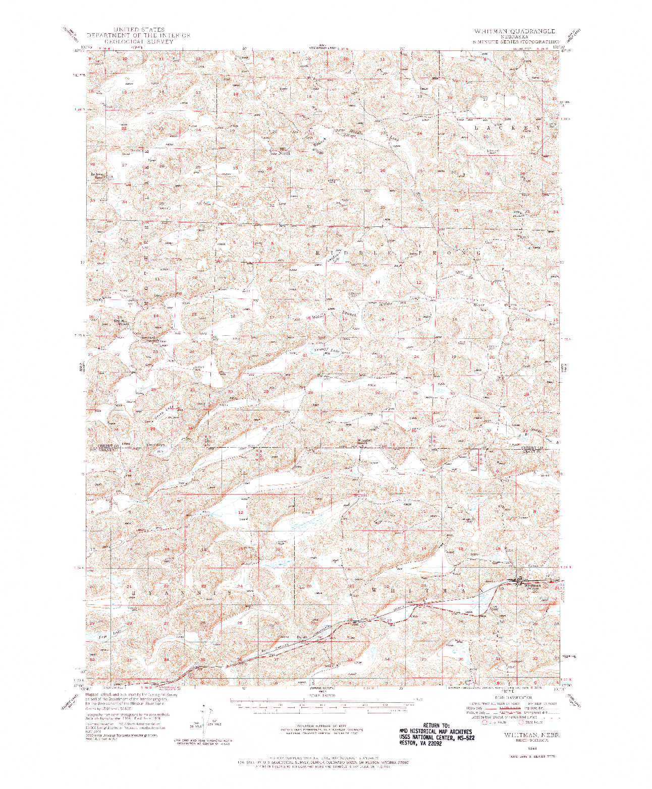 USGS 1:62500-SCALE QUADRANGLE FOR WHITMAN, NE 1948