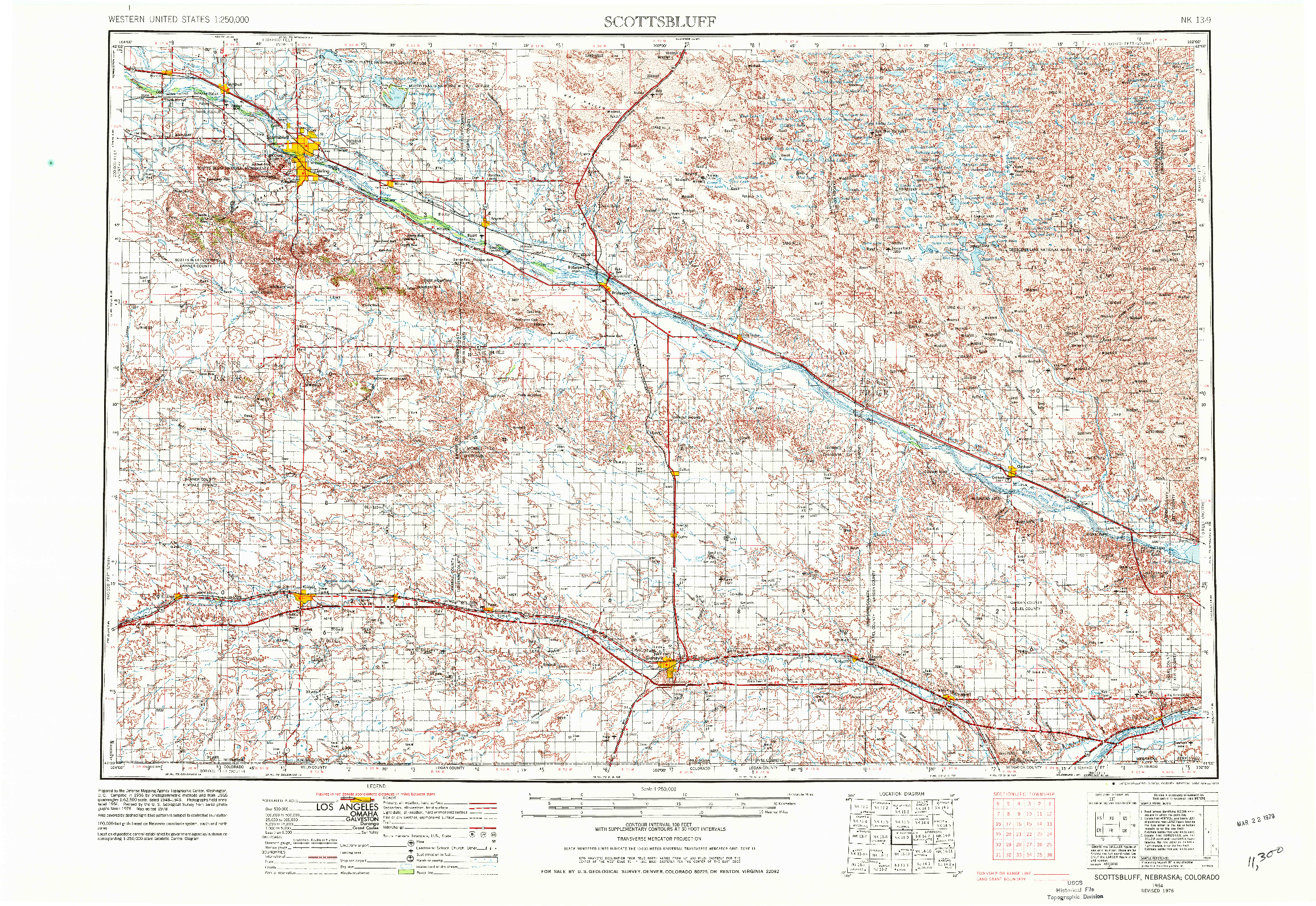 USGS 1:250000-SCALE QUADRANGLE FOR SCOTTSBLUFF, NE 1954