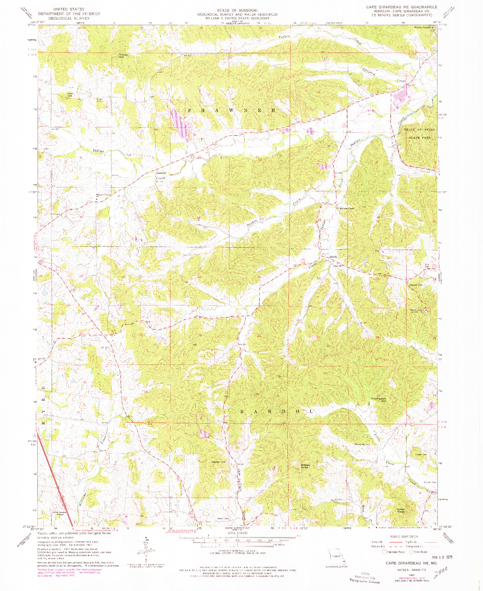 USGS 1:24000-SCALE QUADRANGLE FOR CAPE GIRARDEAU NE, MO 1967