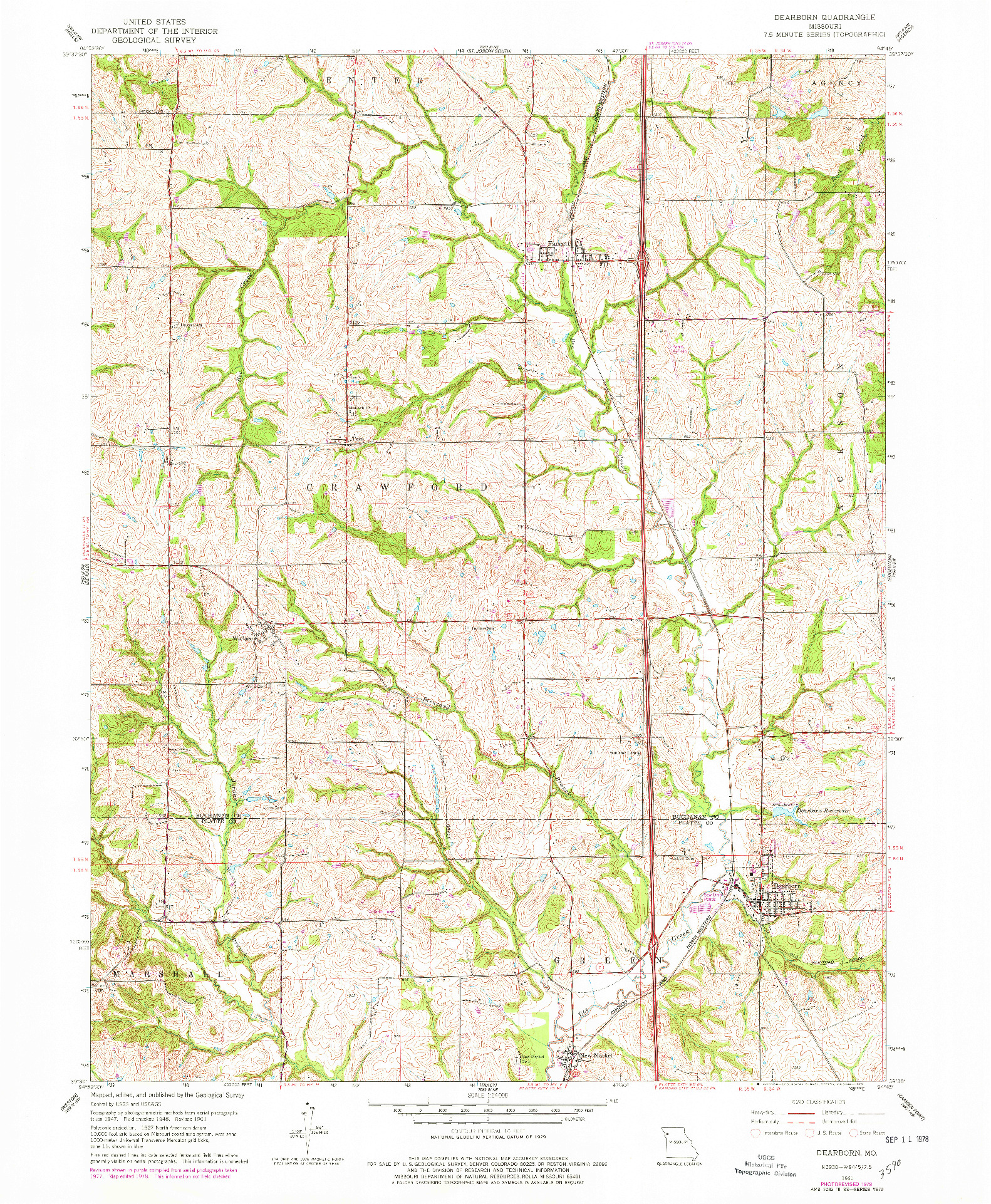 USGS 1:24000-SCALE QUADRANGLE FOR DEARBORN, MO 1961