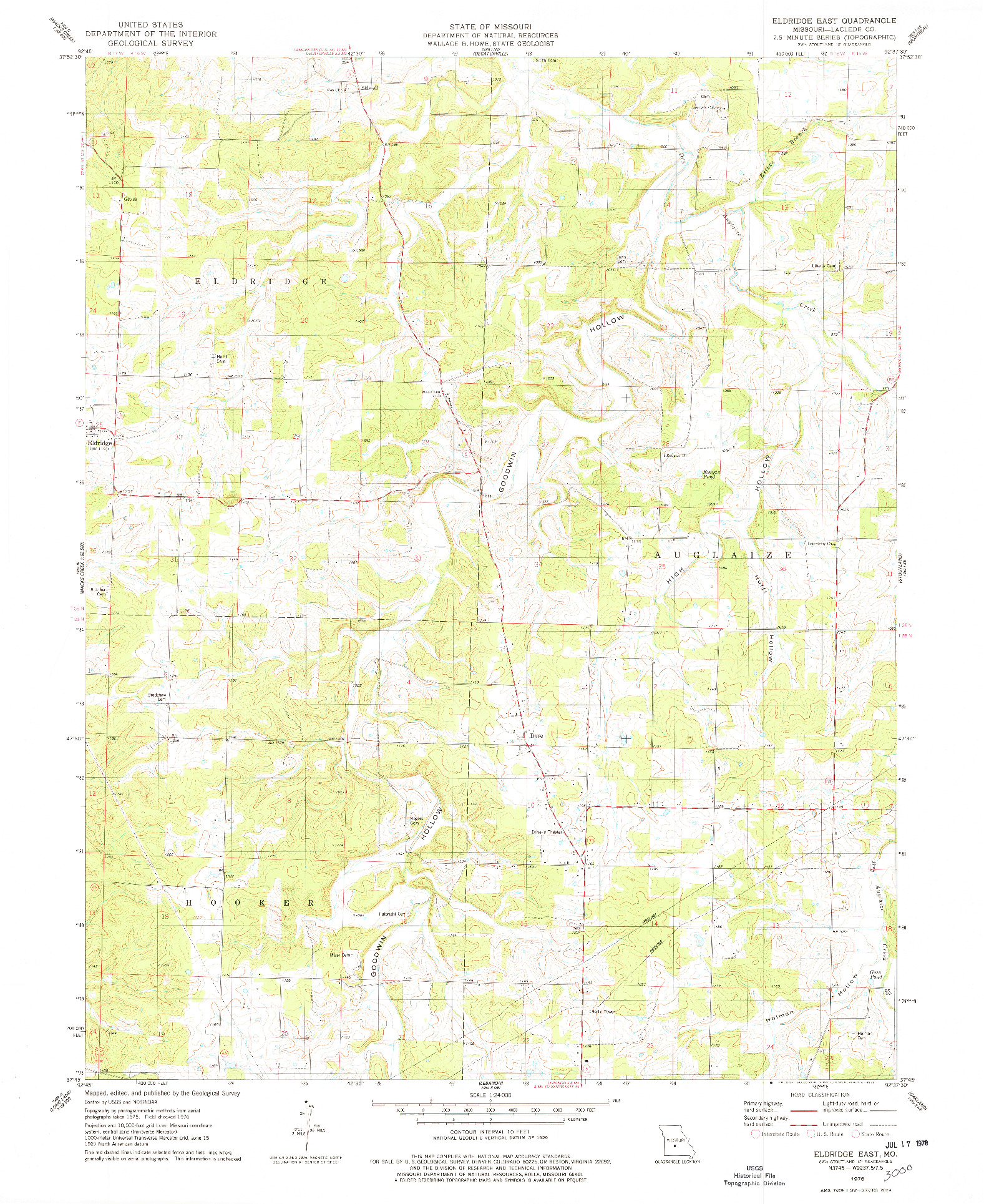 USGS 1:24000-SCALE QUADRANGLE FOR ELDRIDGE EAST, MO 1976