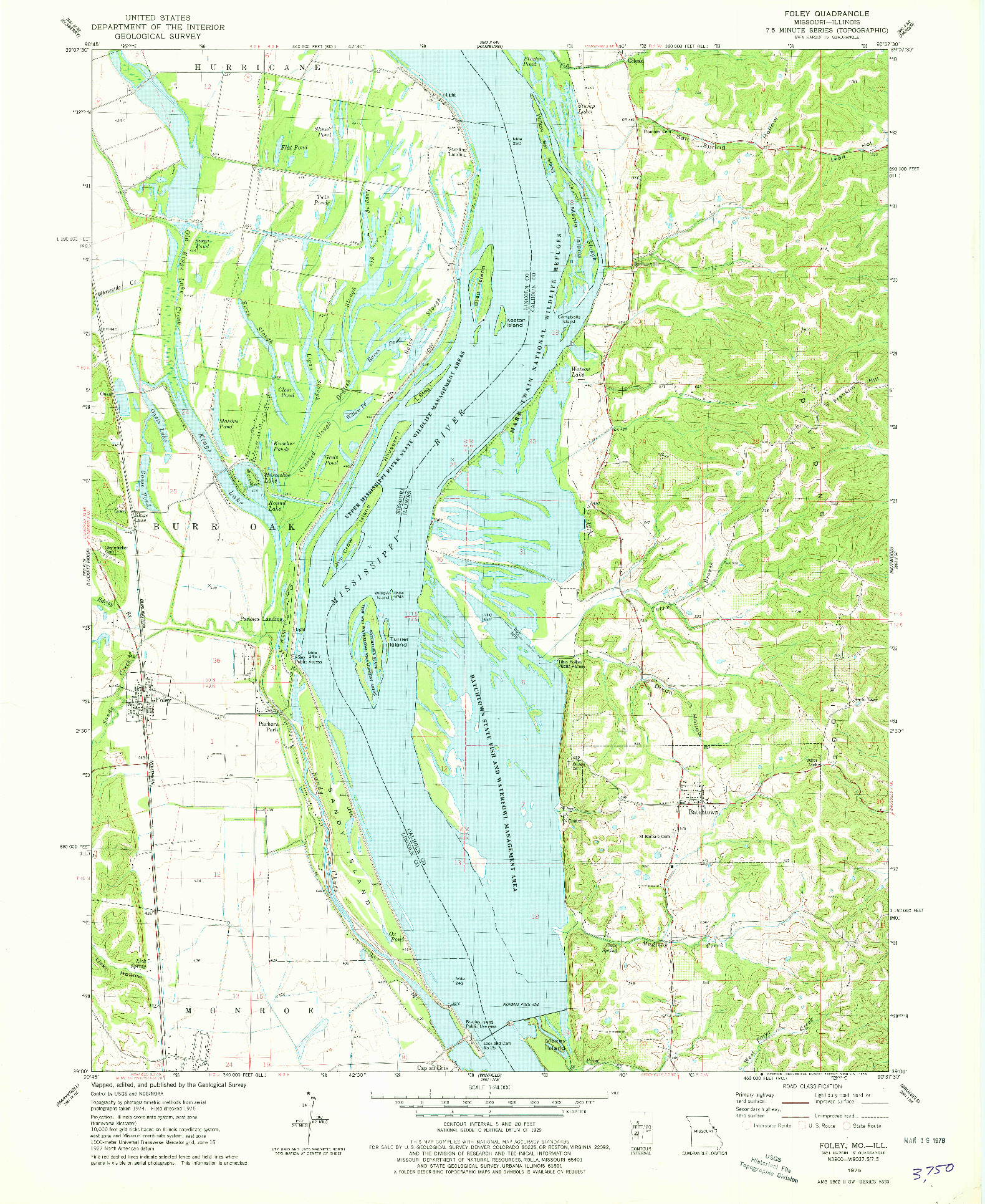 USGS 1:24000-SCALE QUADRANGLE FOR FOLEY, MO 1975
