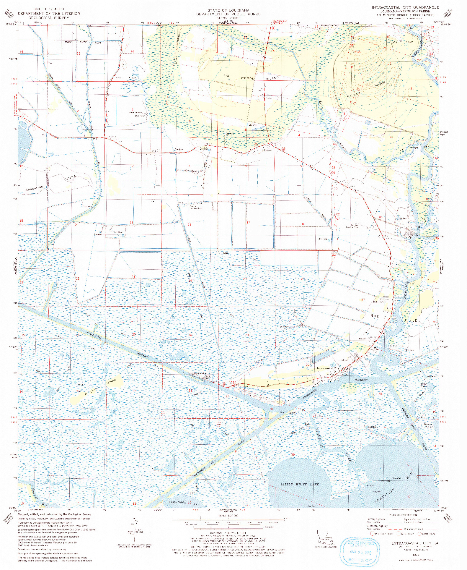 USGS 1:24000-SCALE QUADRANGLE FOR INTRACOASTAL CITY, LA 1975