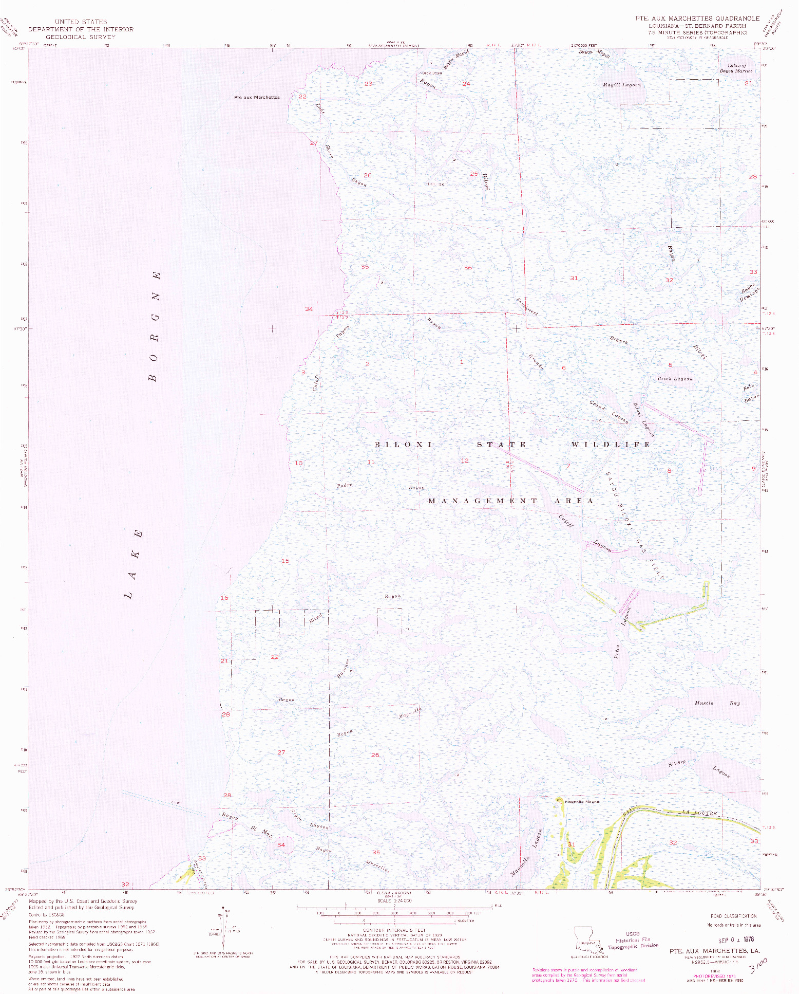 USGS 1:24000-SCALE QUADRANGLE FOR POINTE AUX MARCHETTES, LA 1968