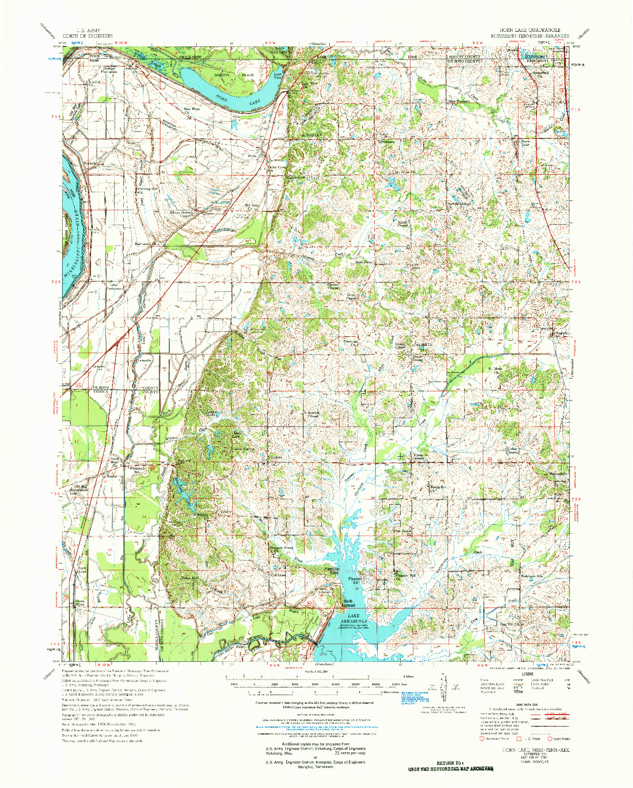 USGS 1:62500-SCALE QUADRANGLE FOR HORN LAKE, MS 1961