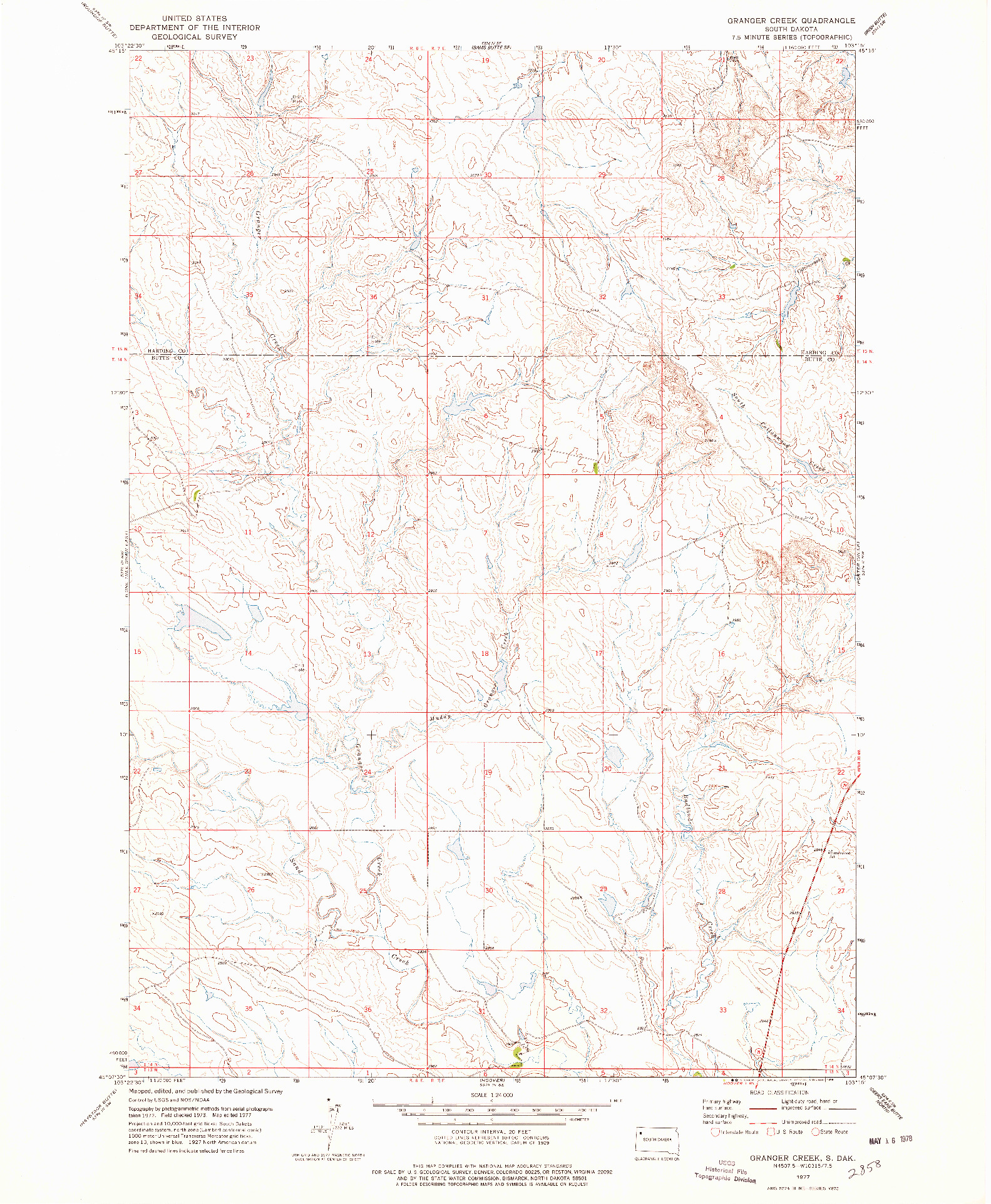 USGS 1:24000-SCALE QUADRANGLE FOR GRANGER CREEK, SD 1977