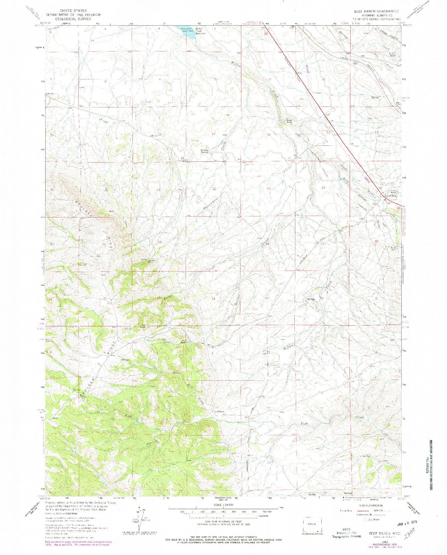 USGS 1:24000-SCALE QUADRANGLE FOR BEST RANCH, WY 1963