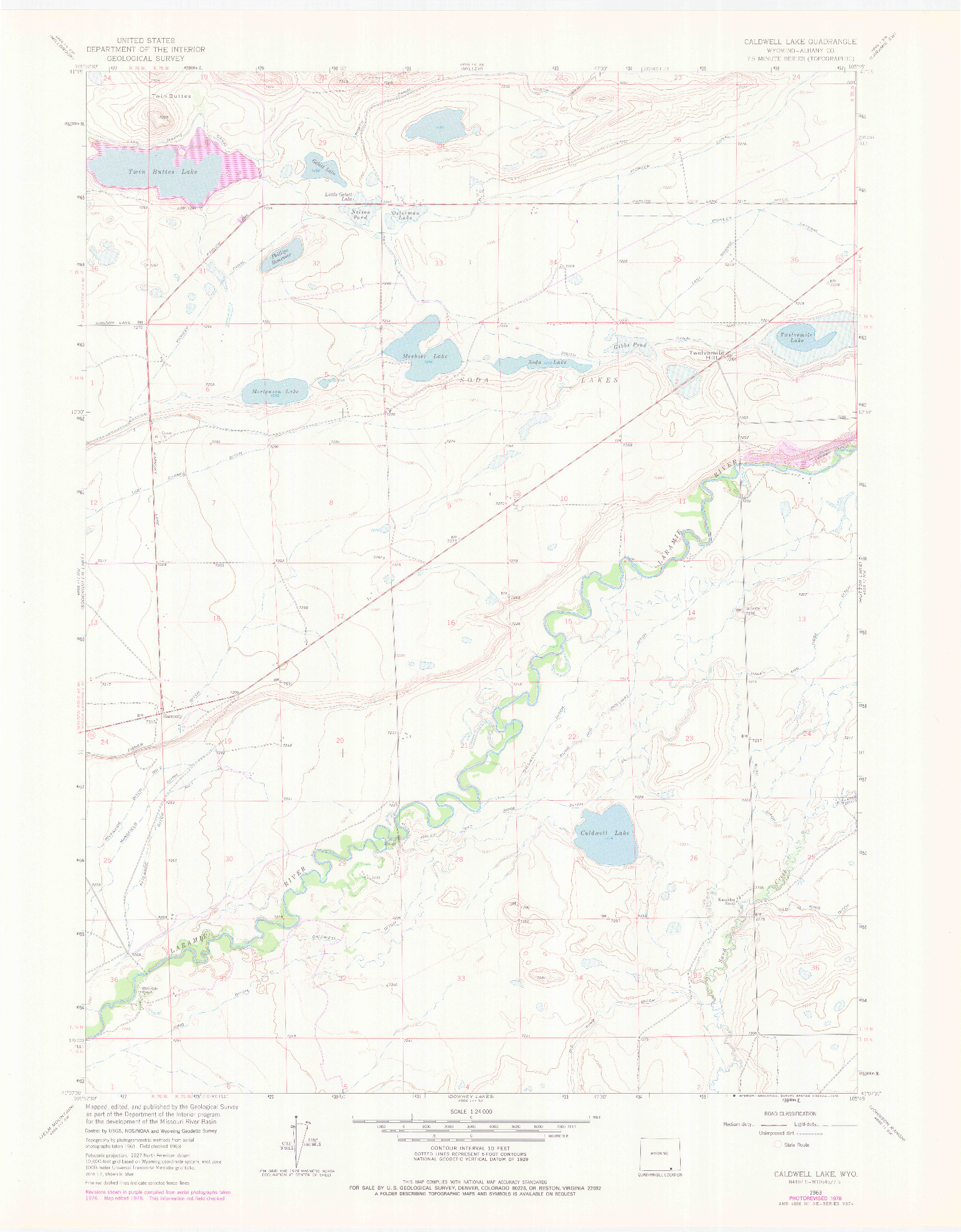 USGS 1:24000-SCALE QUADRANGLE FOR CALDWELL LAKE, WY 1963