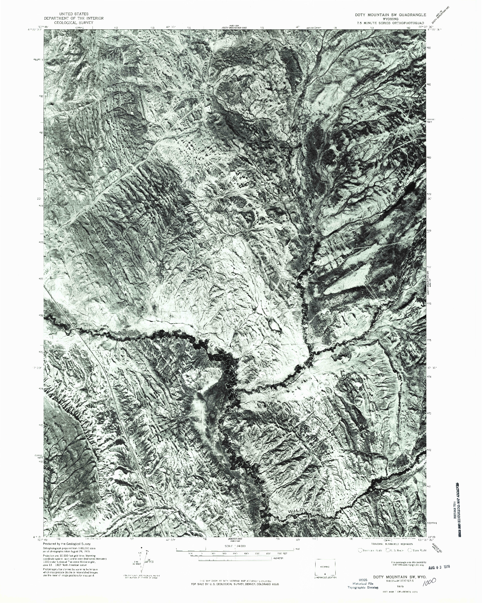 USGS 1:24000-SCALE QUADRANGLE FOR DOTY MOUNTAIN SW, WY 1975