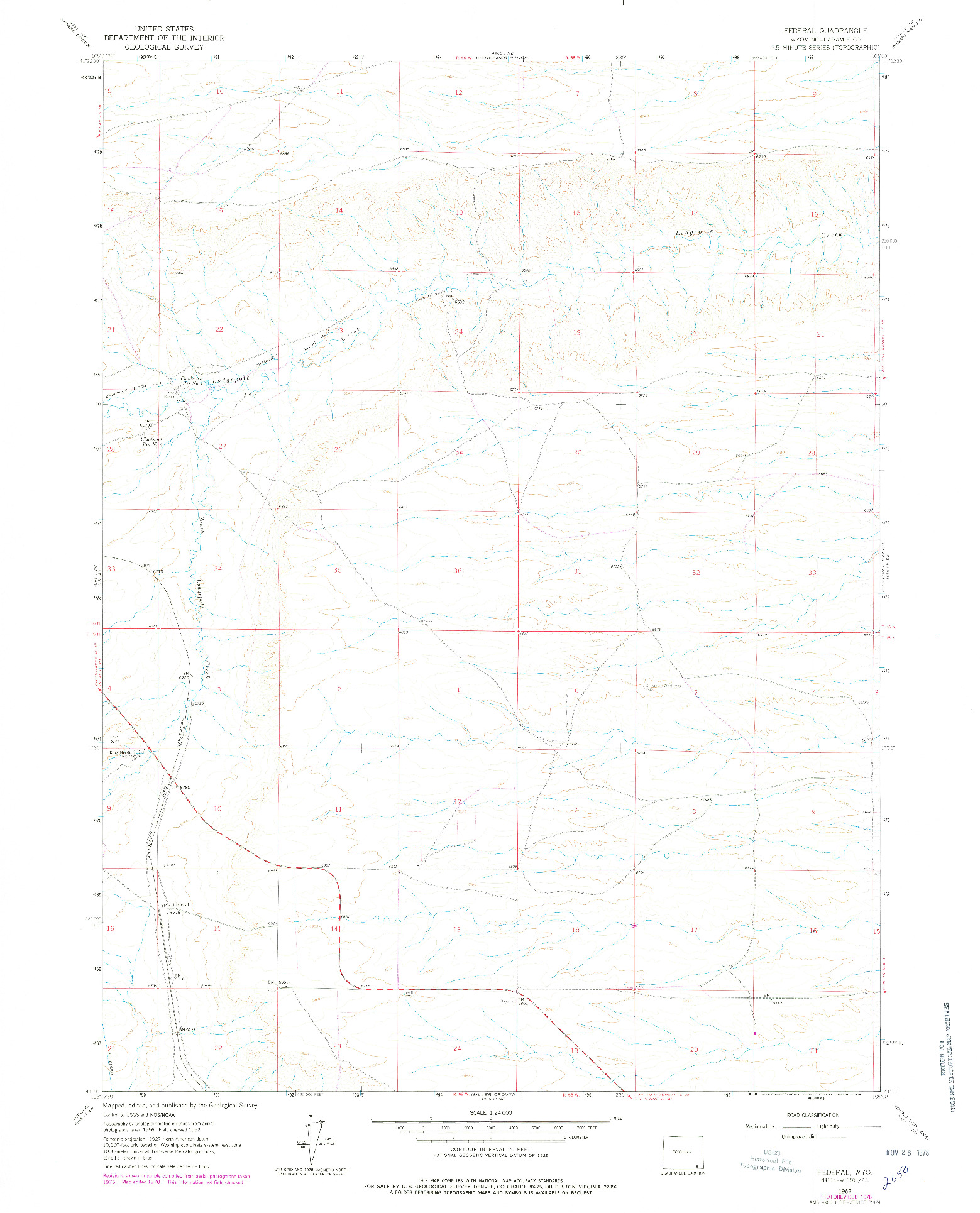 USGS 1:24000-SCALE QUADRANGLE FOR FEDERAL, WY 1962
