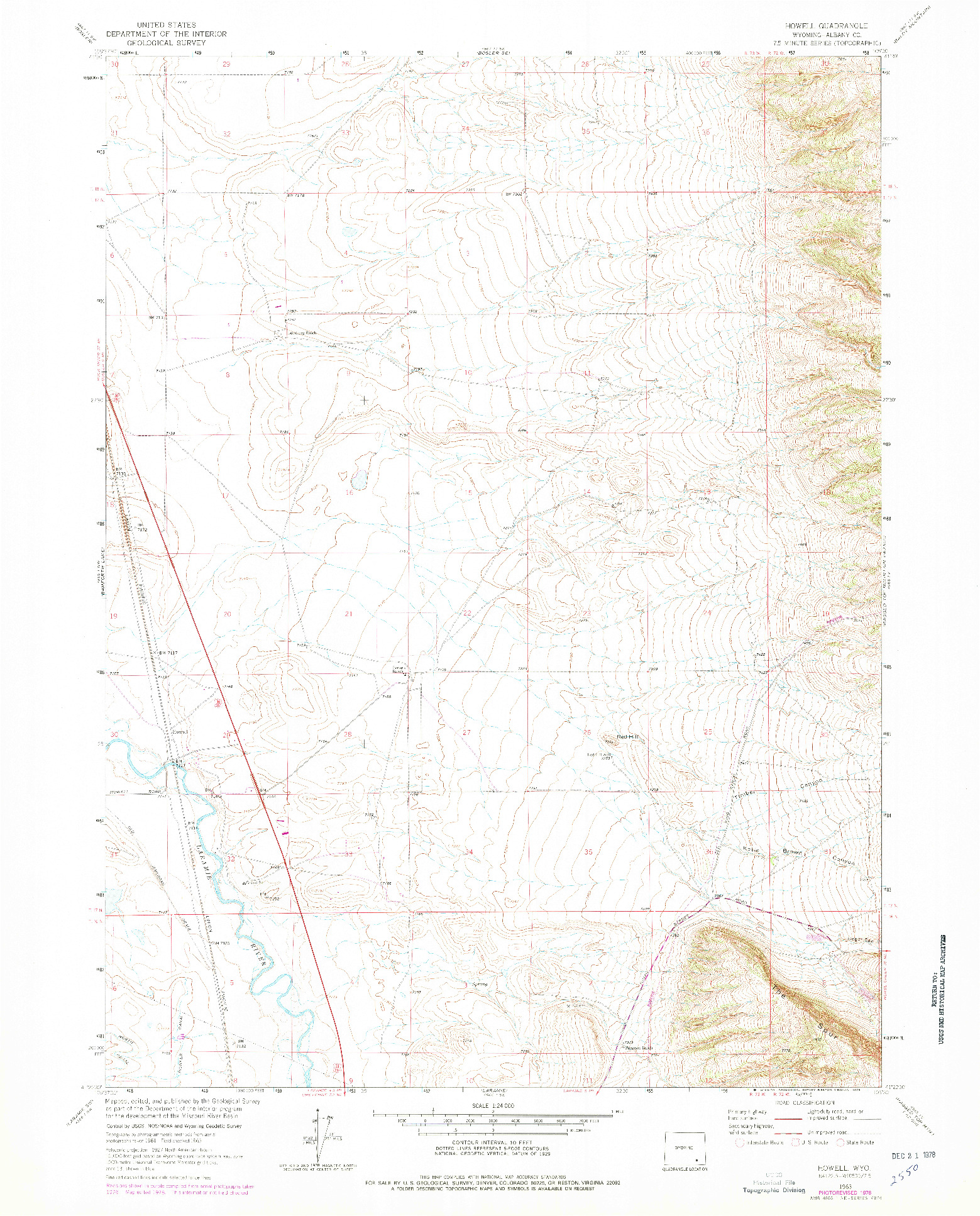 USGS 1:24000-SCALE QUADRANGLE FOR HOWELL, WY 1963