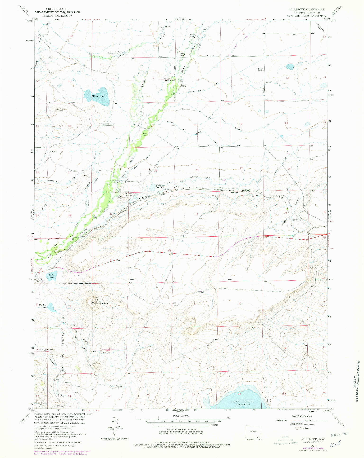 USGS 1:24000-SCALE QUADRANGLE FOR MILLBROOK, WY 1962