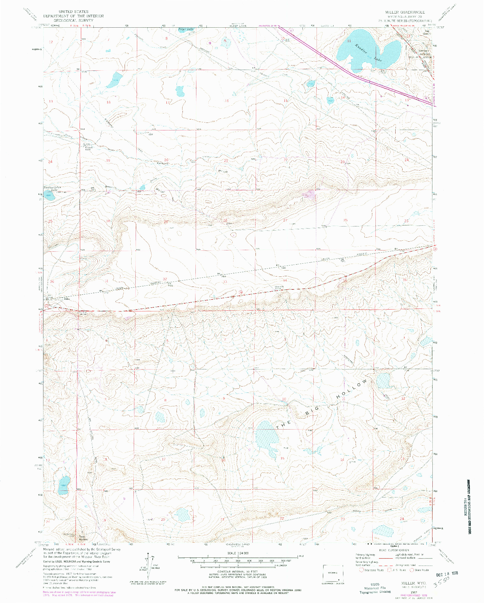USGS 1:24000-SCALE QUADRANGLE FOR MILLER, WY 1962