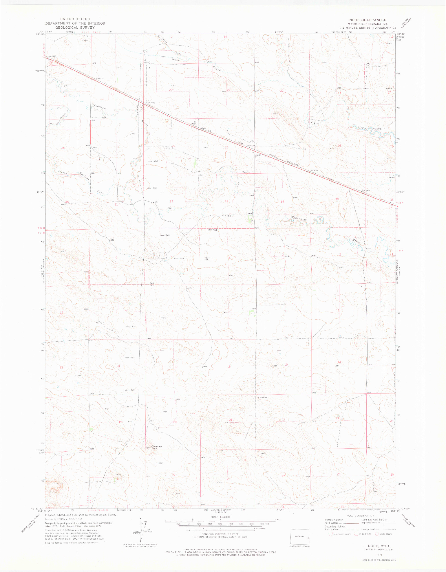 USGS 1:24000-SCALE QUADRANGLE FOR NODE, WY 1978