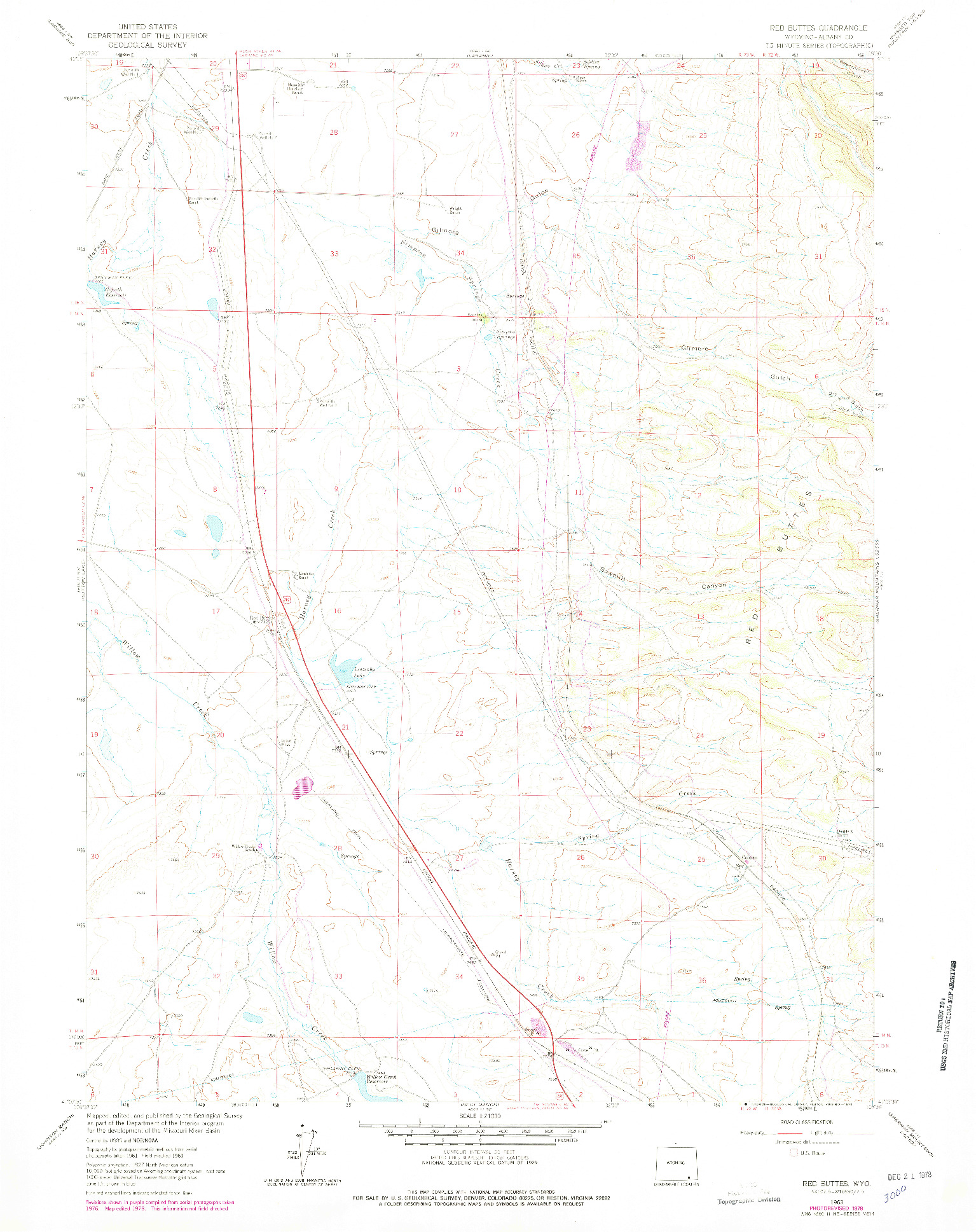 USGS 1:24000-SCALE QUADRANGLE FOR RED BUTTES, WY 1963
