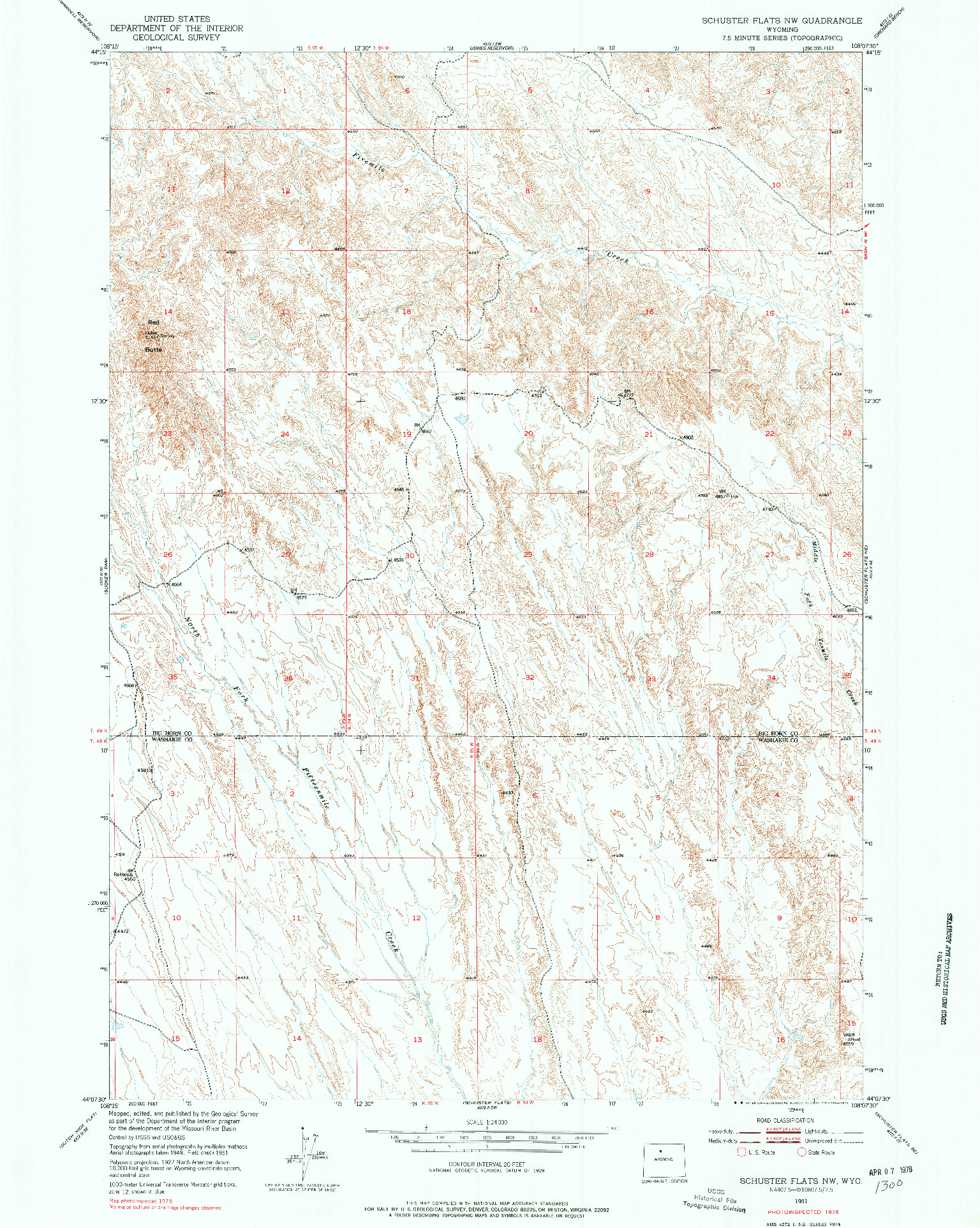 USGS 1:24000-SCALE QUADRANGLE FOR SCHUSTER FLATS NW, WY 1951