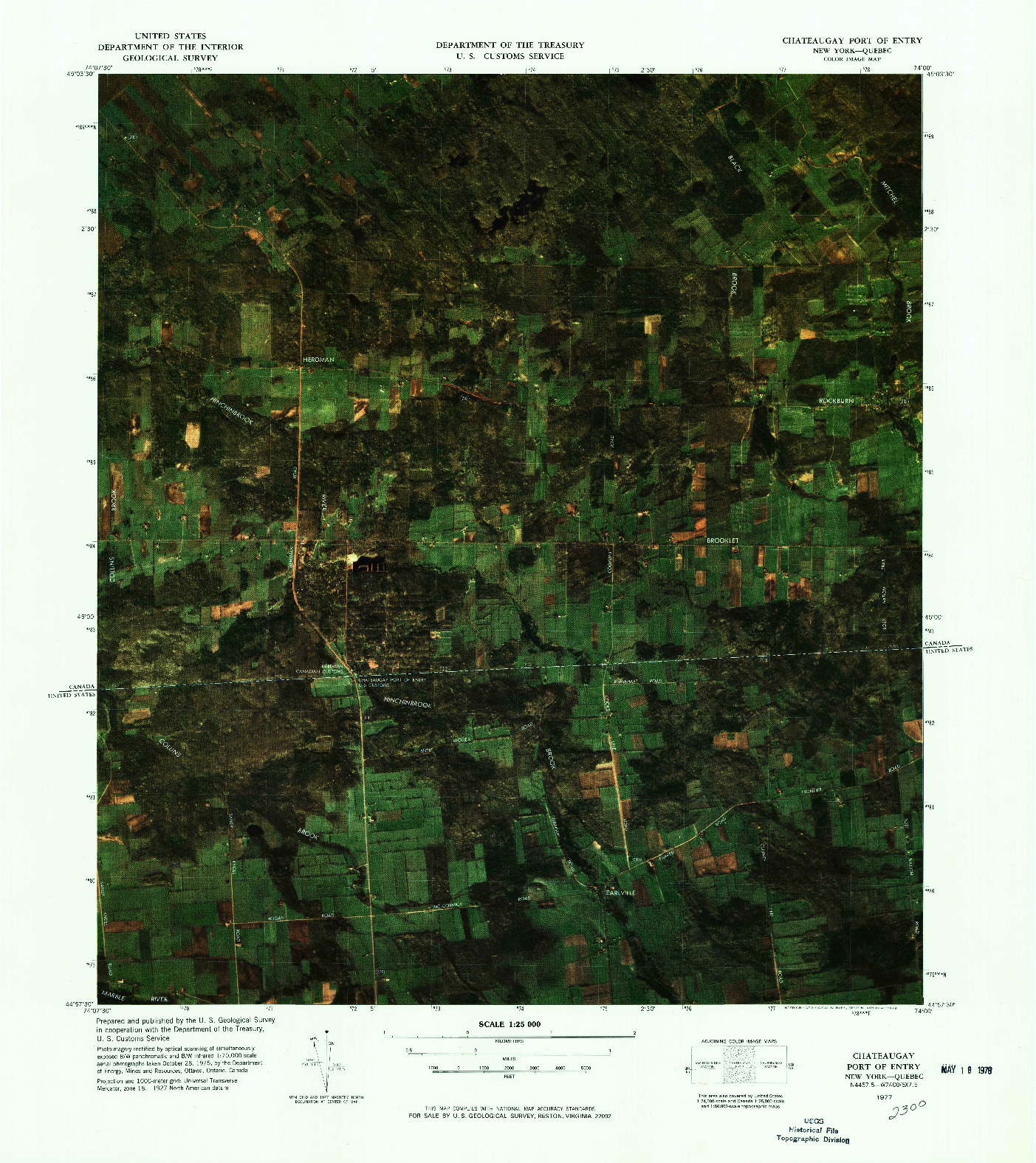 USGS 1:25000-SCALE QUADRANGLE FOR CHATEAUGAY PORT OF ENTRY, NY 1977