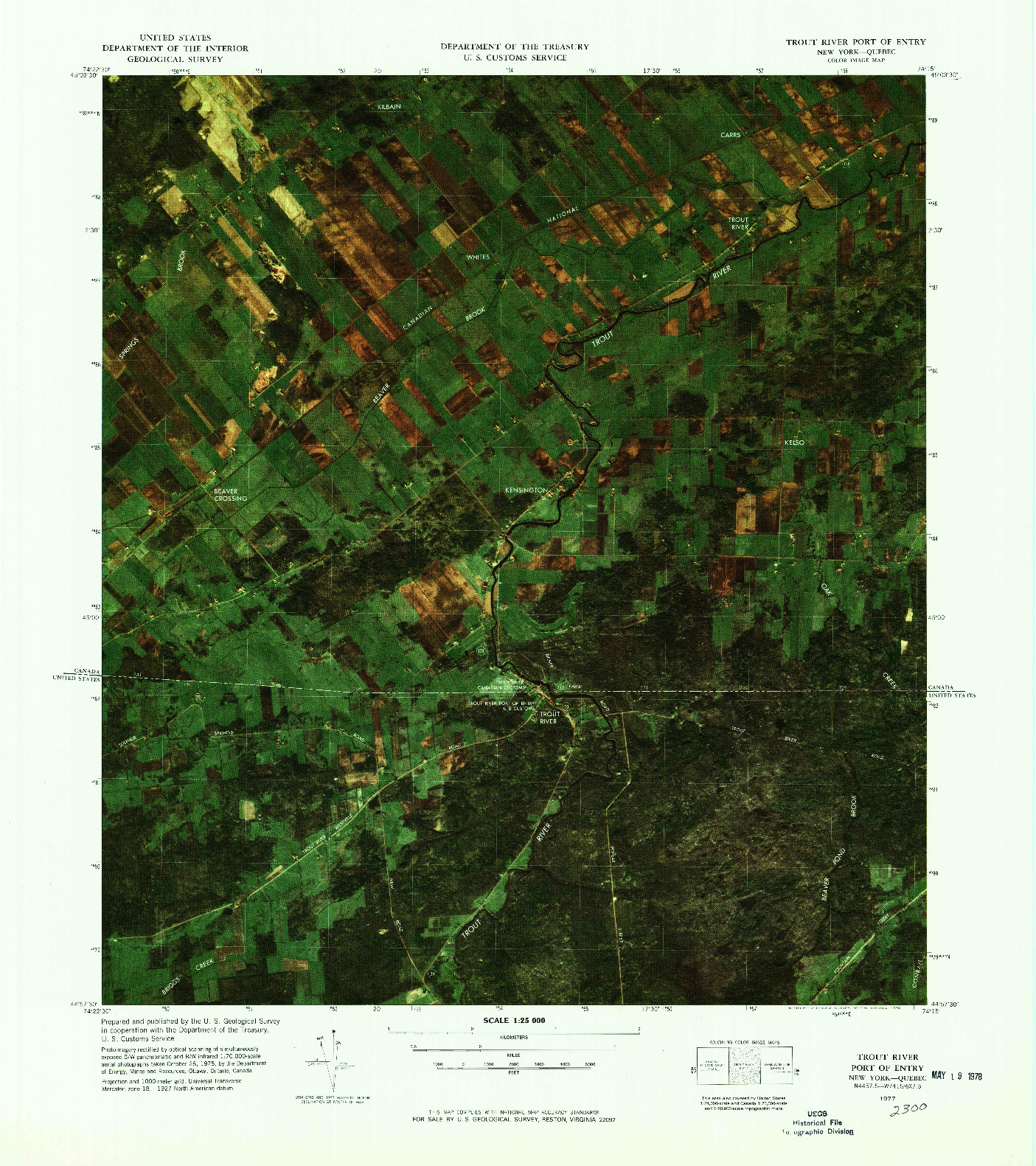 USGS 1:25000-SCALE QUADRANGLE FOR TROUT RIVER PORT OF ENTRY, NY 1977