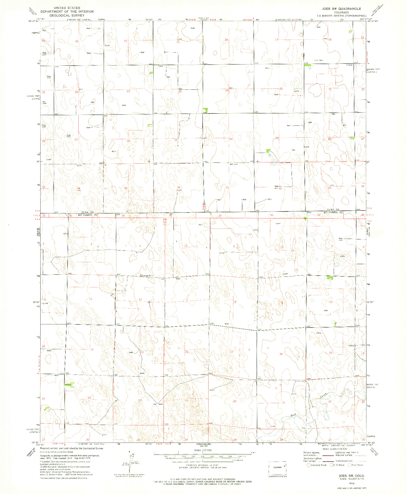 USGS 1:24000-SCALE QUADRANGLE FOR JOES SW, CO 1978