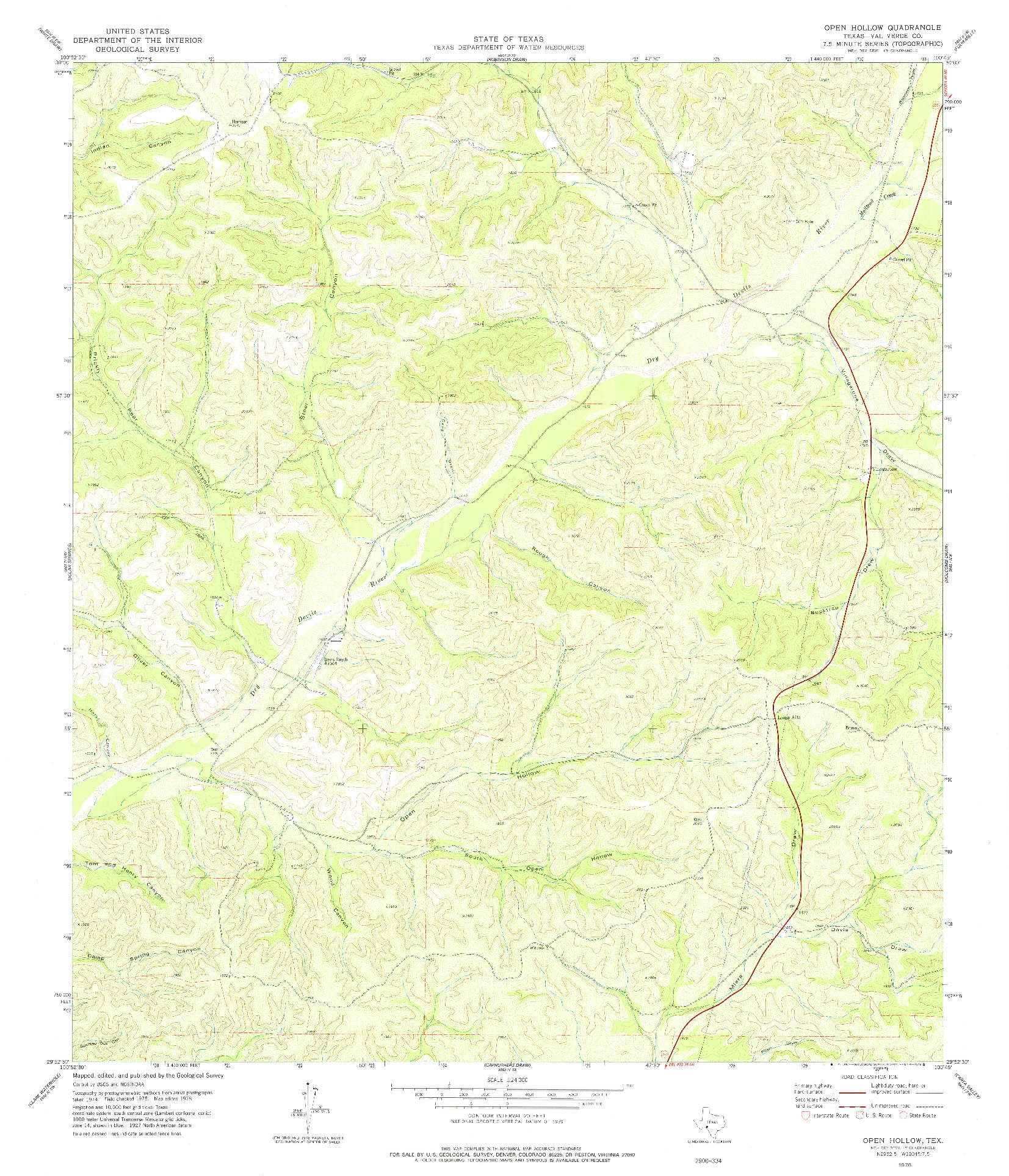 USGS 1:24000-SCALE QUADRANGLE FOR OPEN HOLLOW, TX 1978